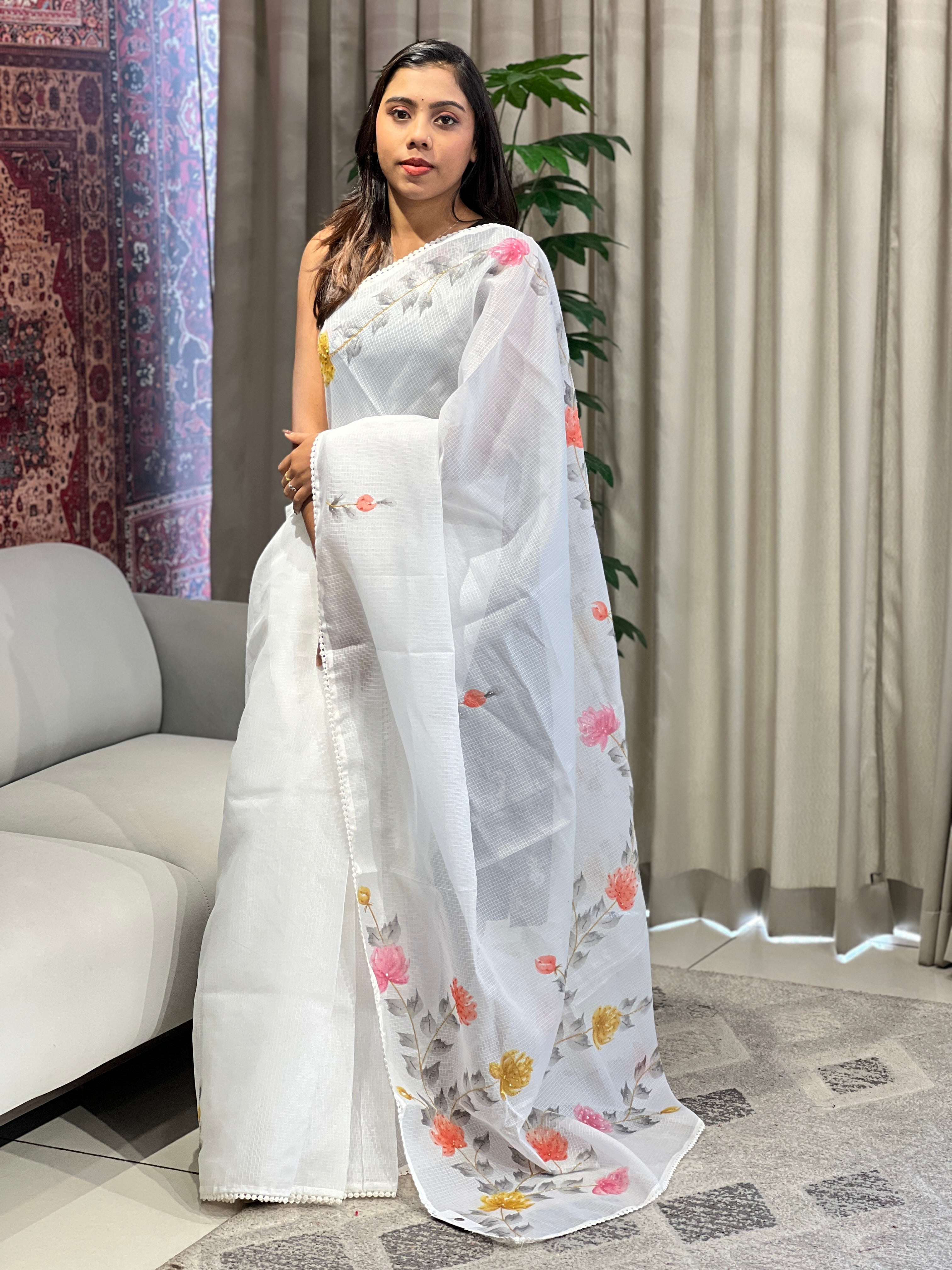 Floral Patterned Supernet Kota Saree | BLD1940
