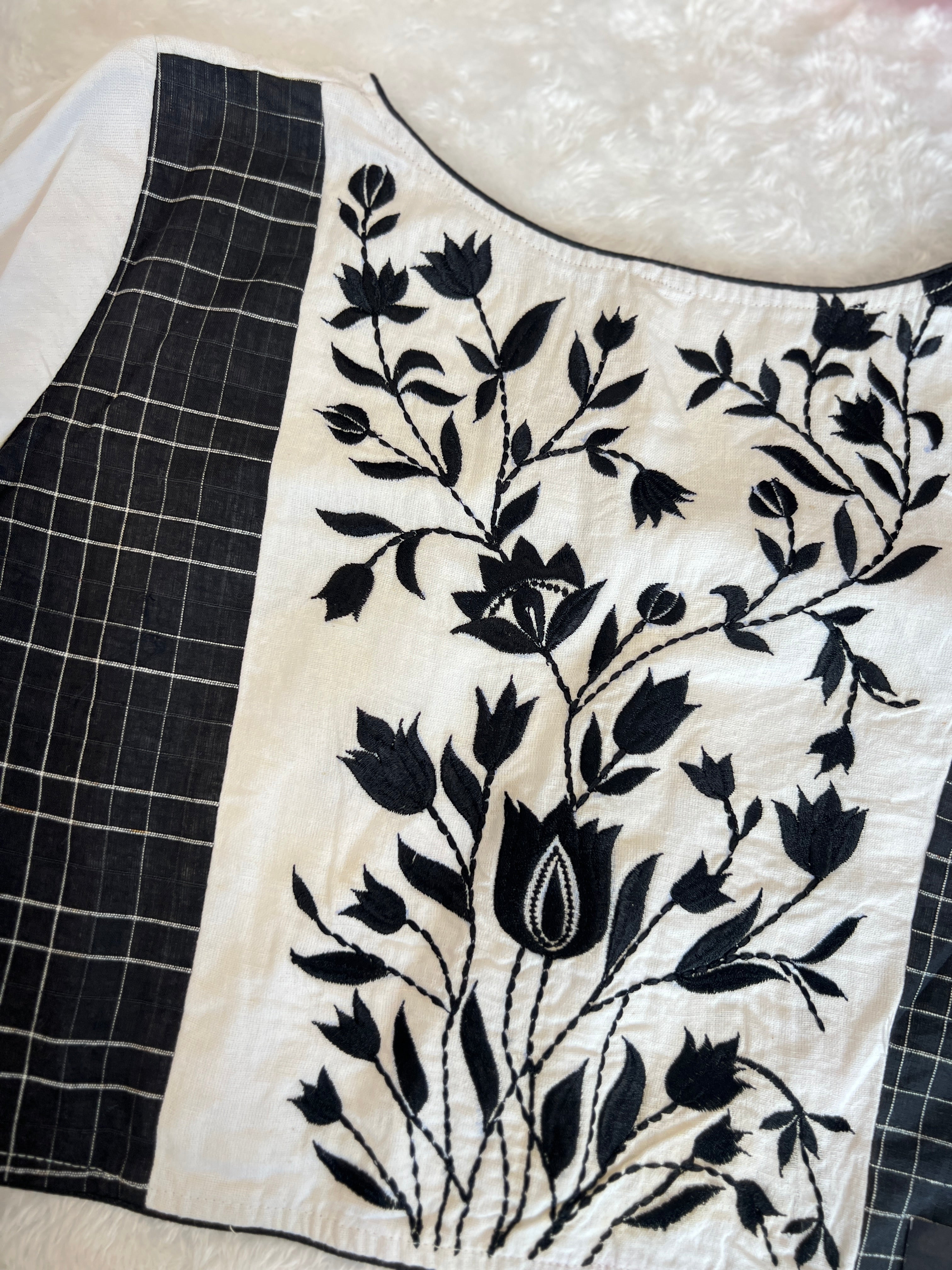 Floral Machine Embroidery Detailed Cotton Stitched Blouse | DNB118