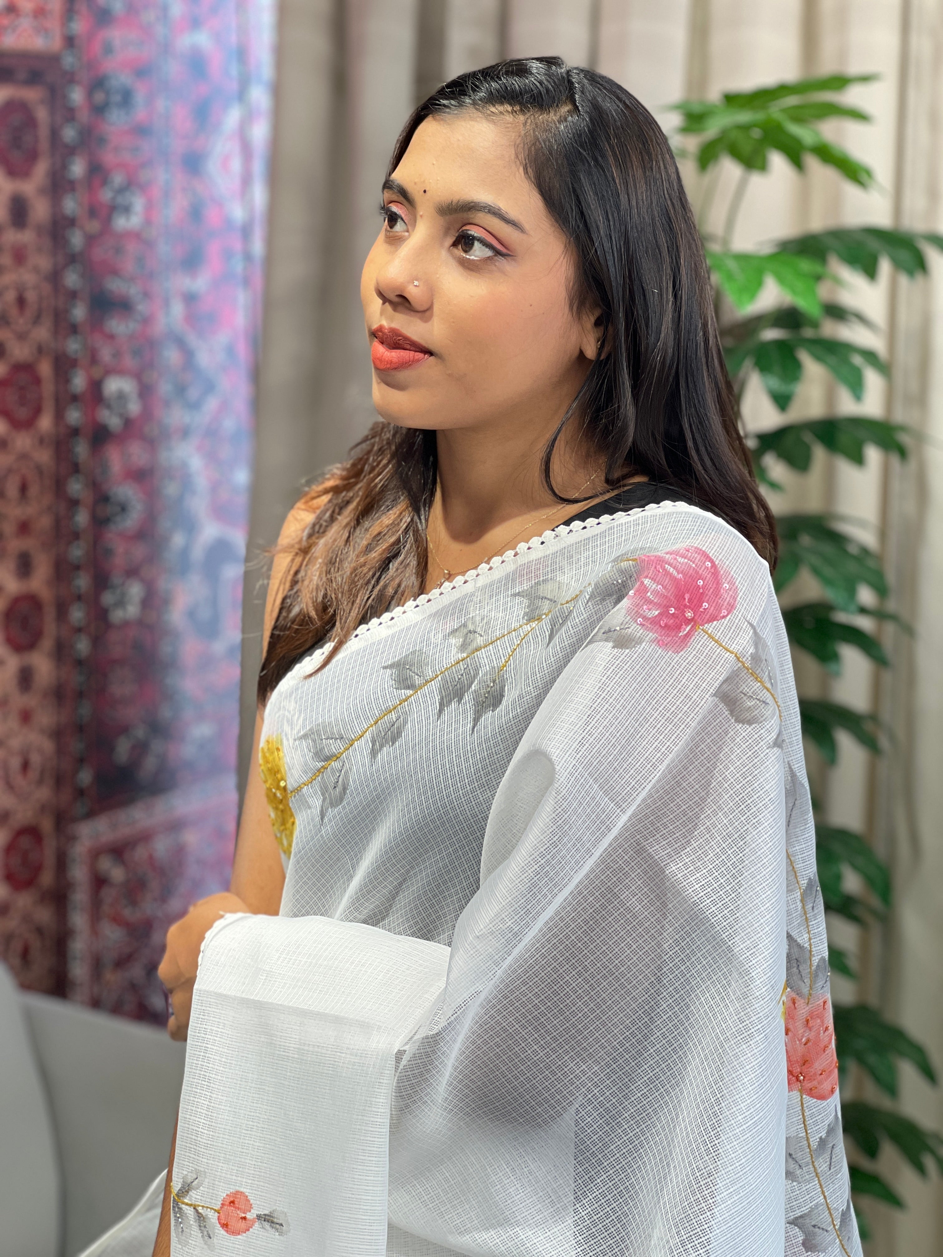 Floral Patterned Supernet Kota Saree | BLD1940