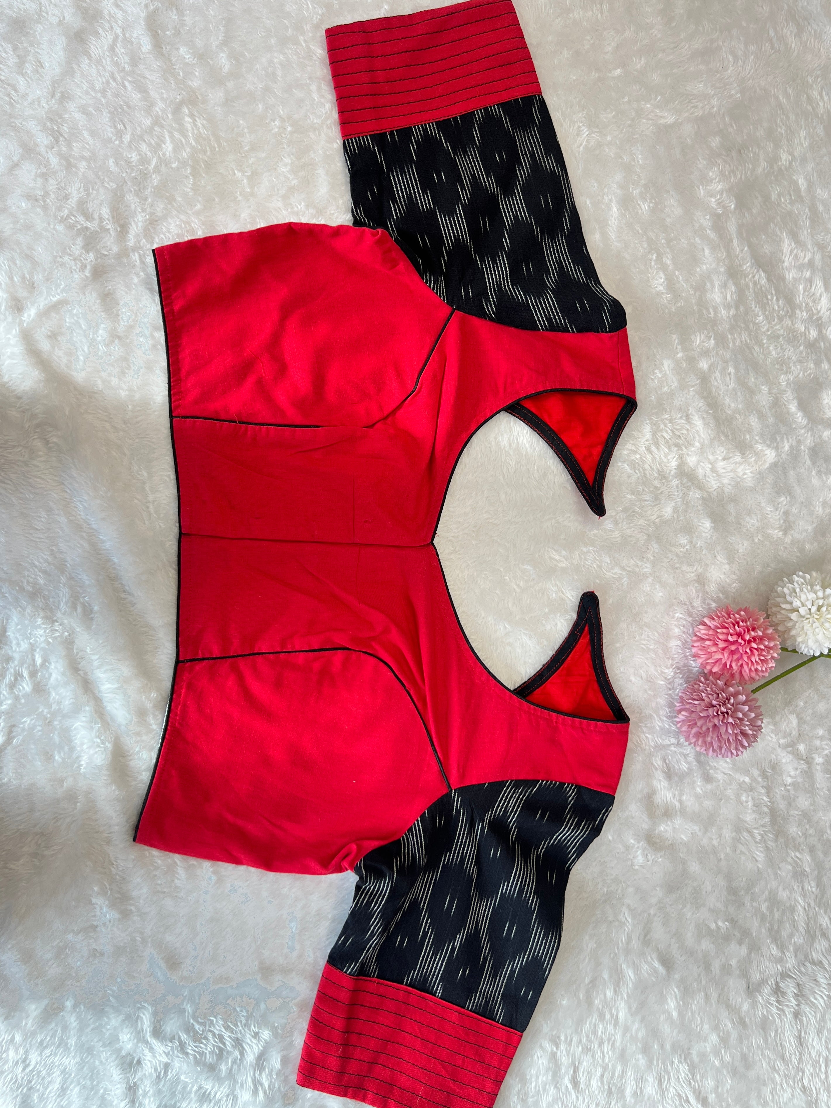 Embroidery & Ikat Weaving Patterned Cotton Stitched Blouse | DNB127