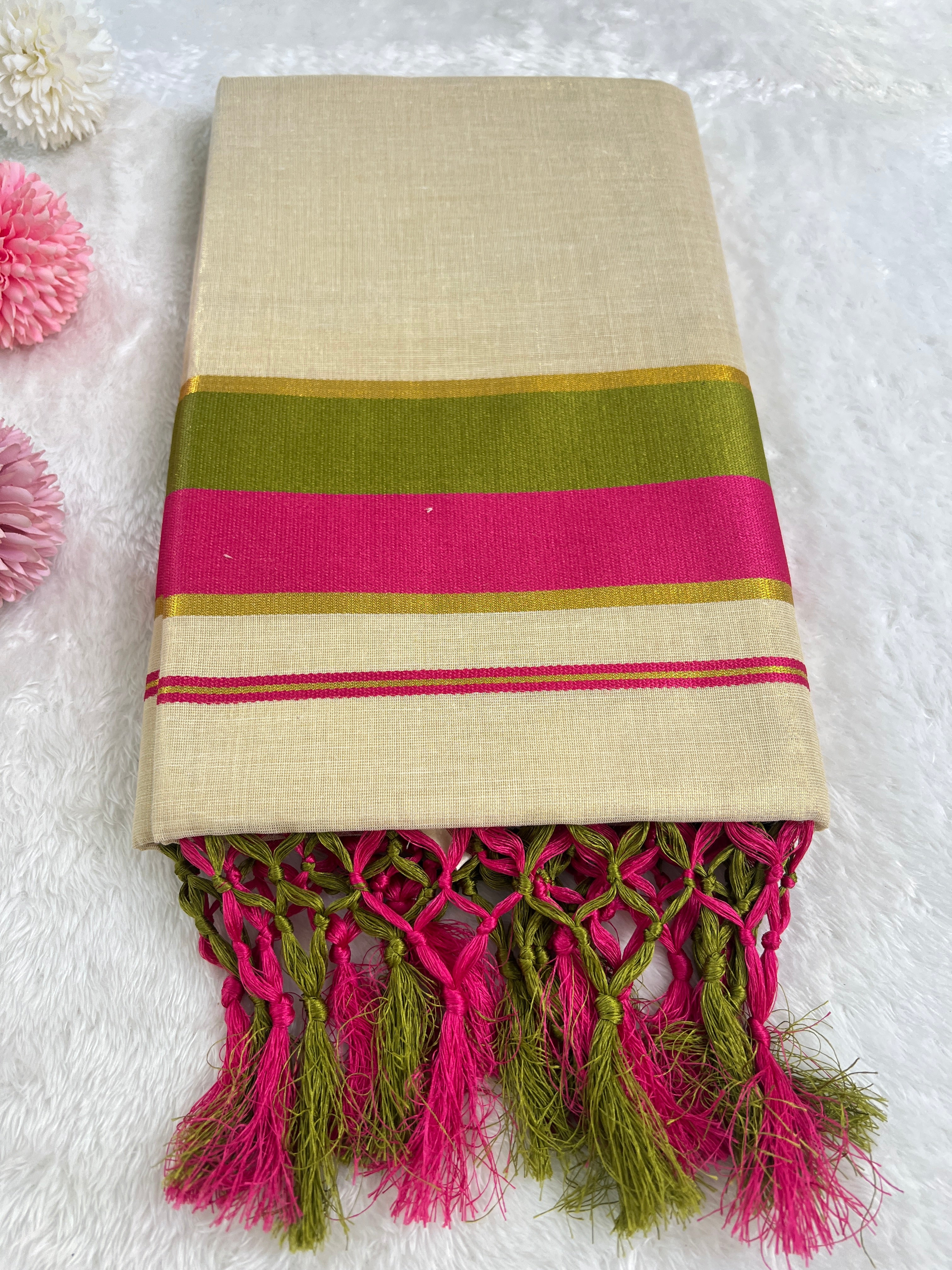 Double Border Pattern Kerala Cotton Saree | GAT466