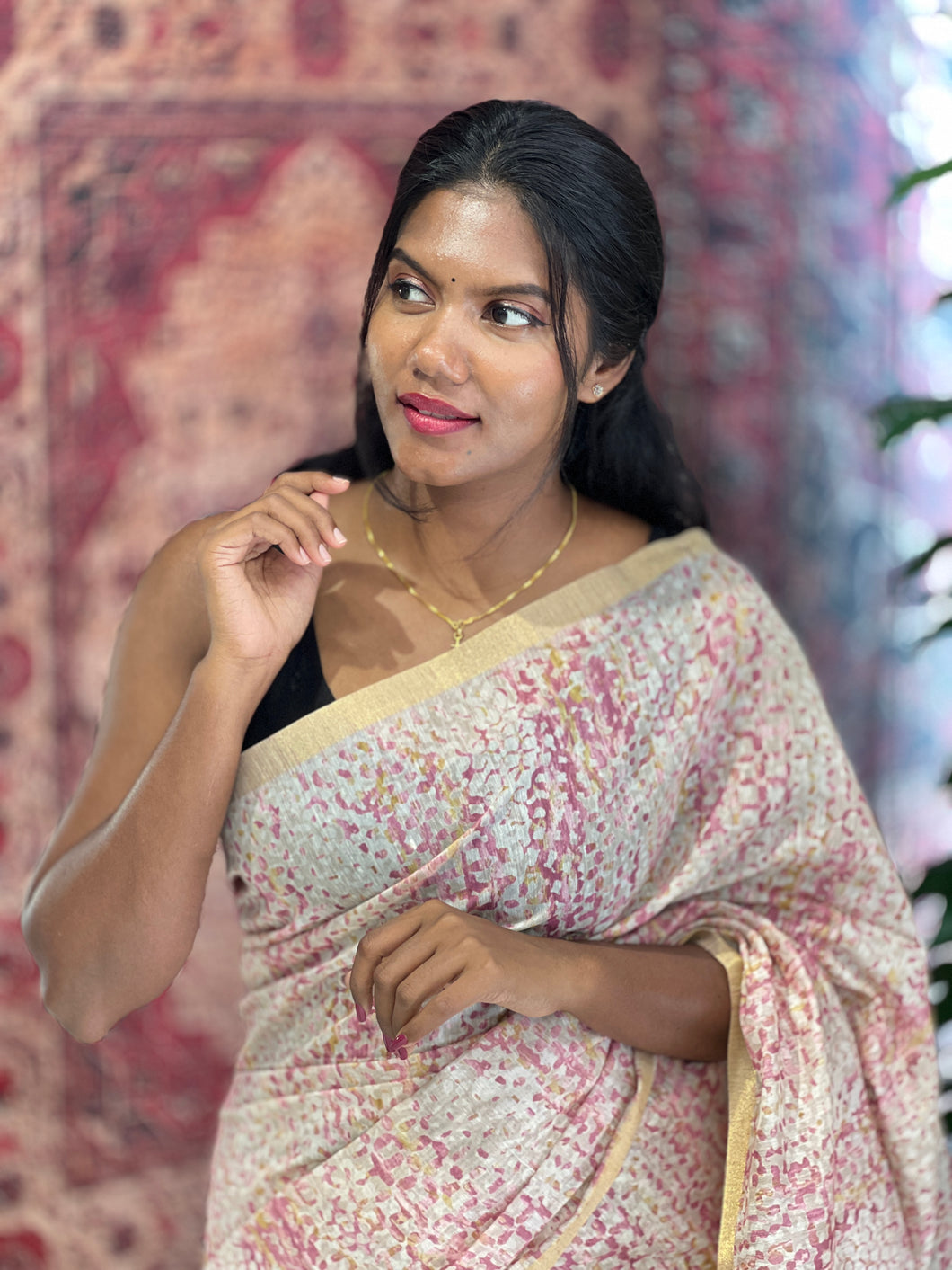 Printed With Jamdani Detailed Semi Tussar Saree | SSN279