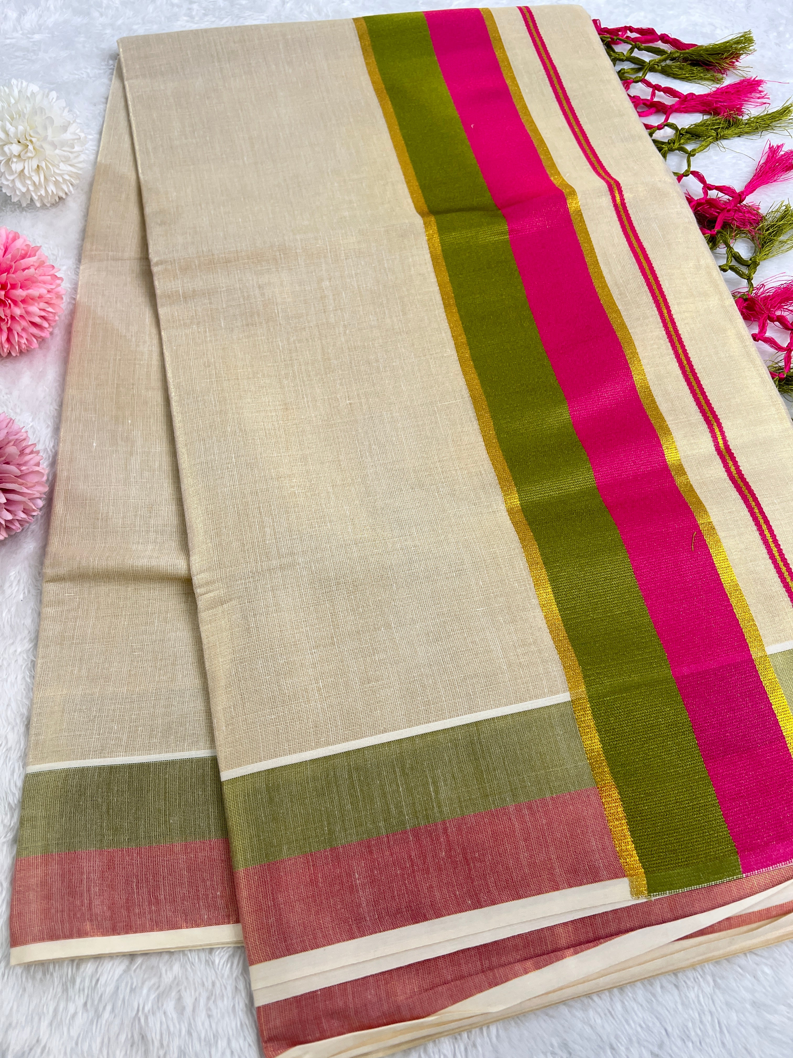 Double Border Pattern Kerala Cotton Saree | GAT466