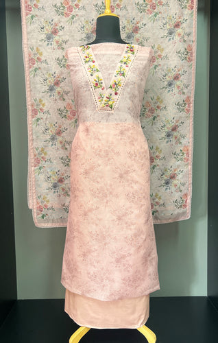 Print With Hand Embroidery Detailed Kota Salwar Set | BLD930