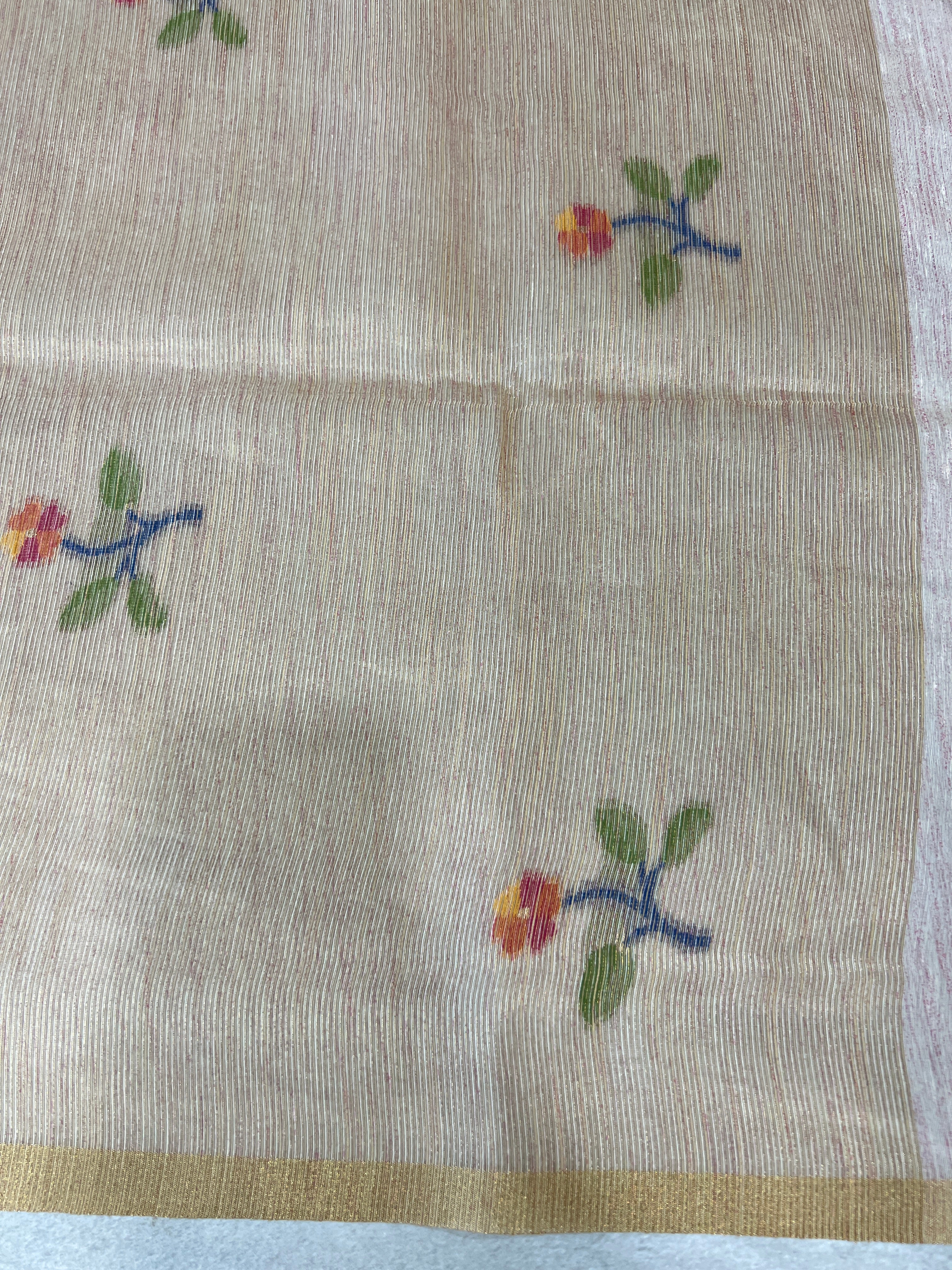 Printed With Jamdani Detailed Semi Tussar Saree | SSN279