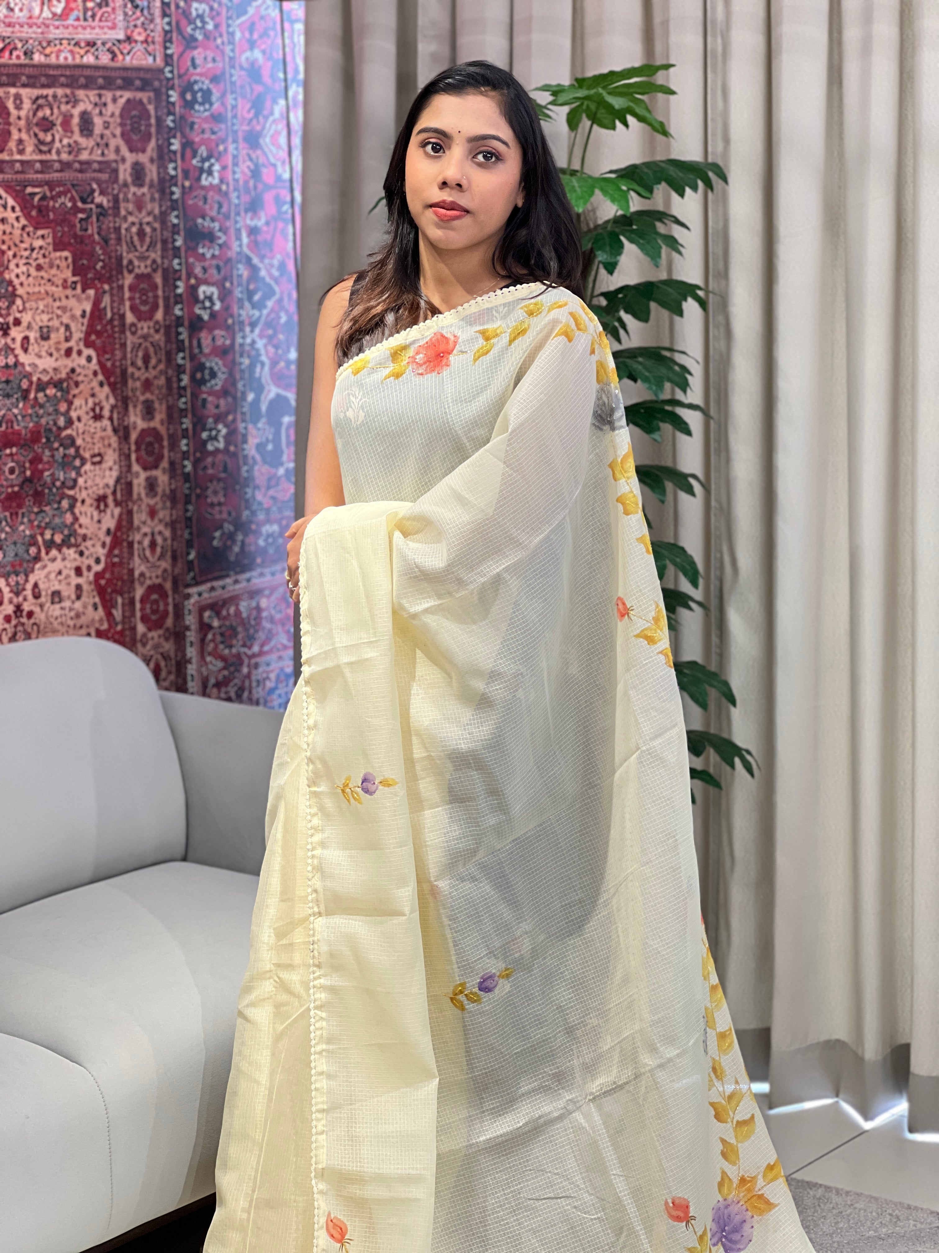 Floral Patterned Supernet Kota Saree | BLD1937