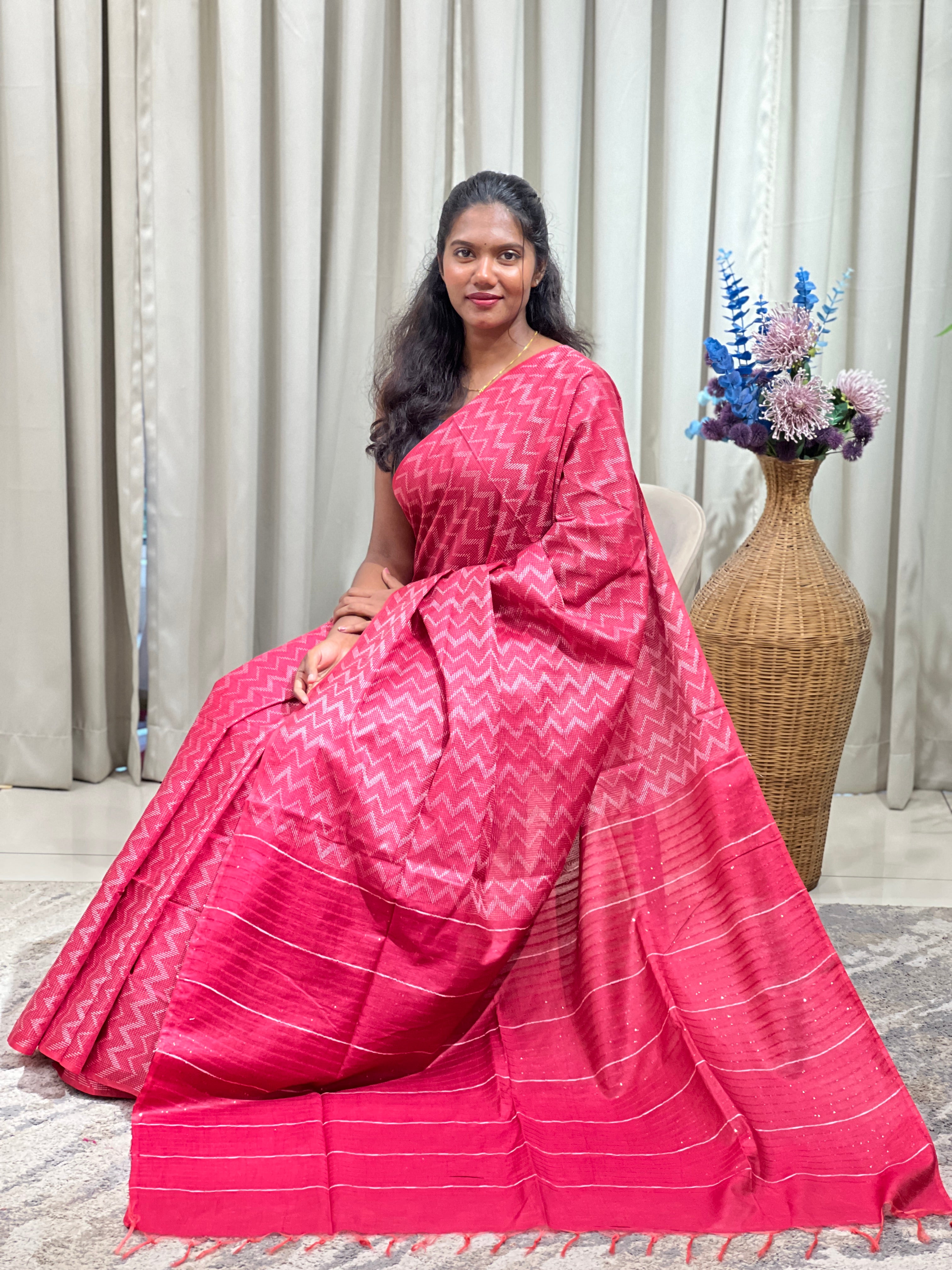 Kantha Weaving Style Bhagalpuri Linen Saree  | DLS285