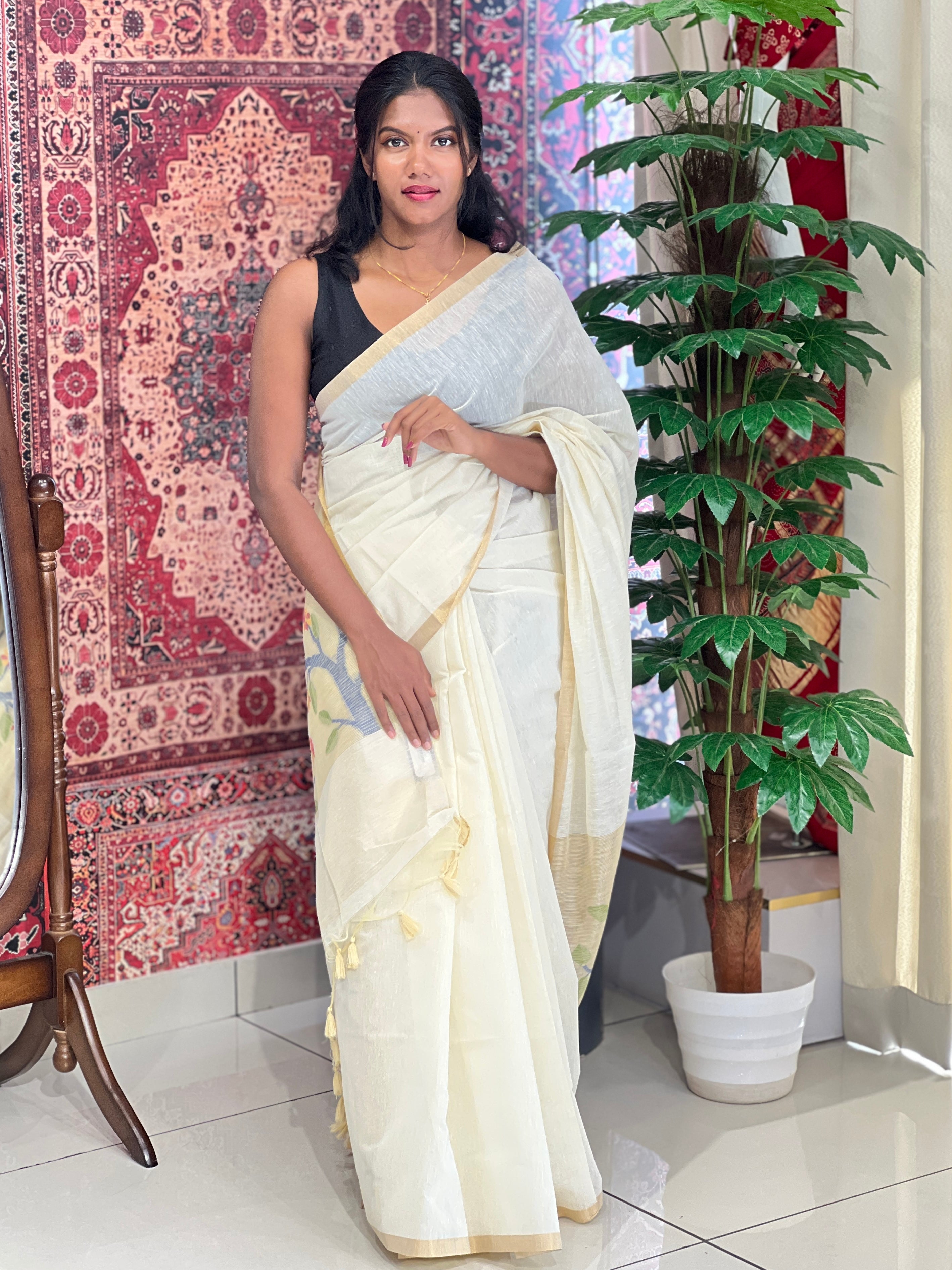 Jamdani Detailed Semi Tussar Saree | SSN241