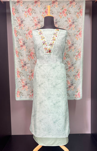 Print With Hand Embroidery Detailed Kota Salwar Set | BLD929