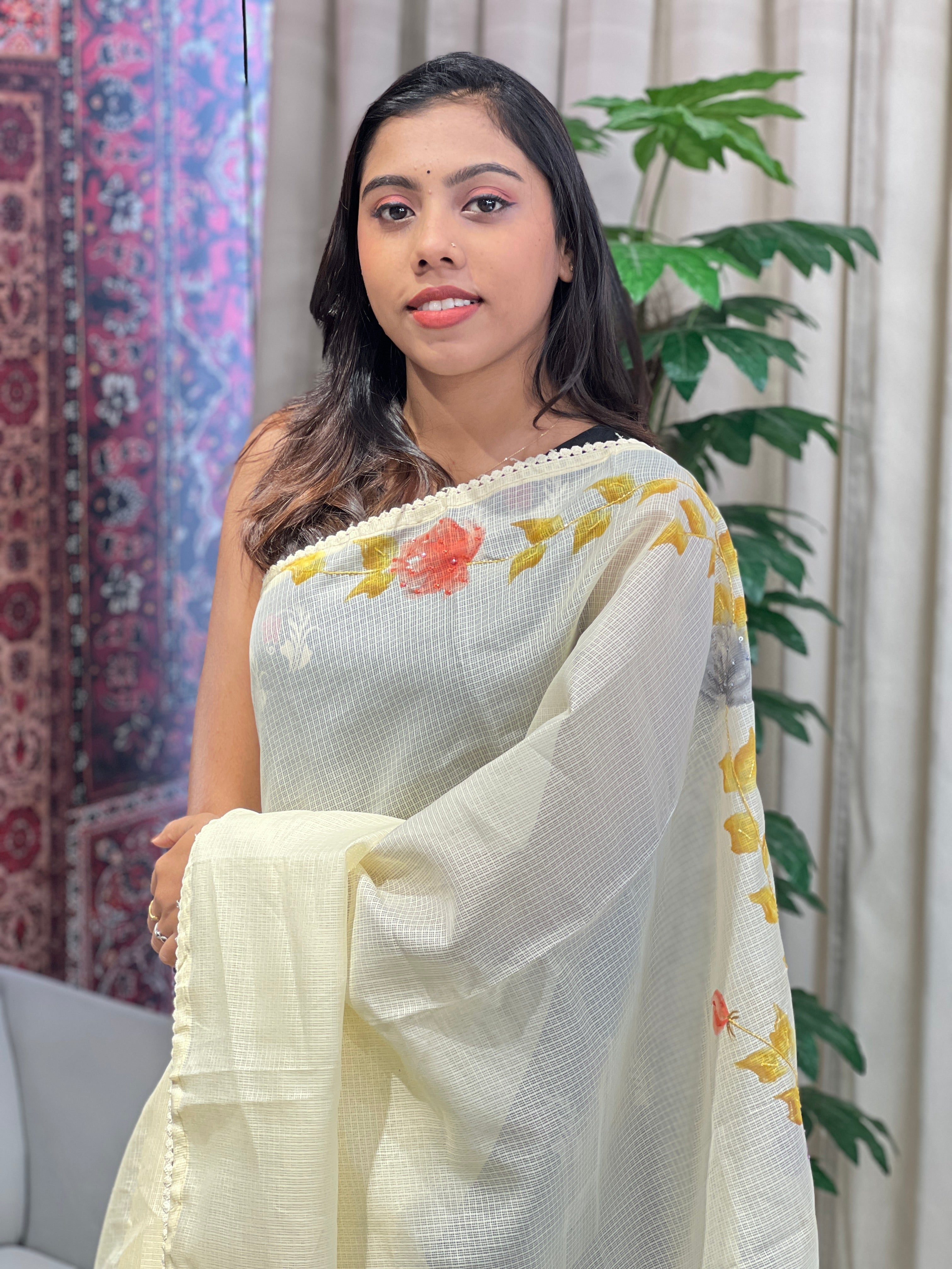 Floral Patterned Supernet Kota Saree | BLD1937