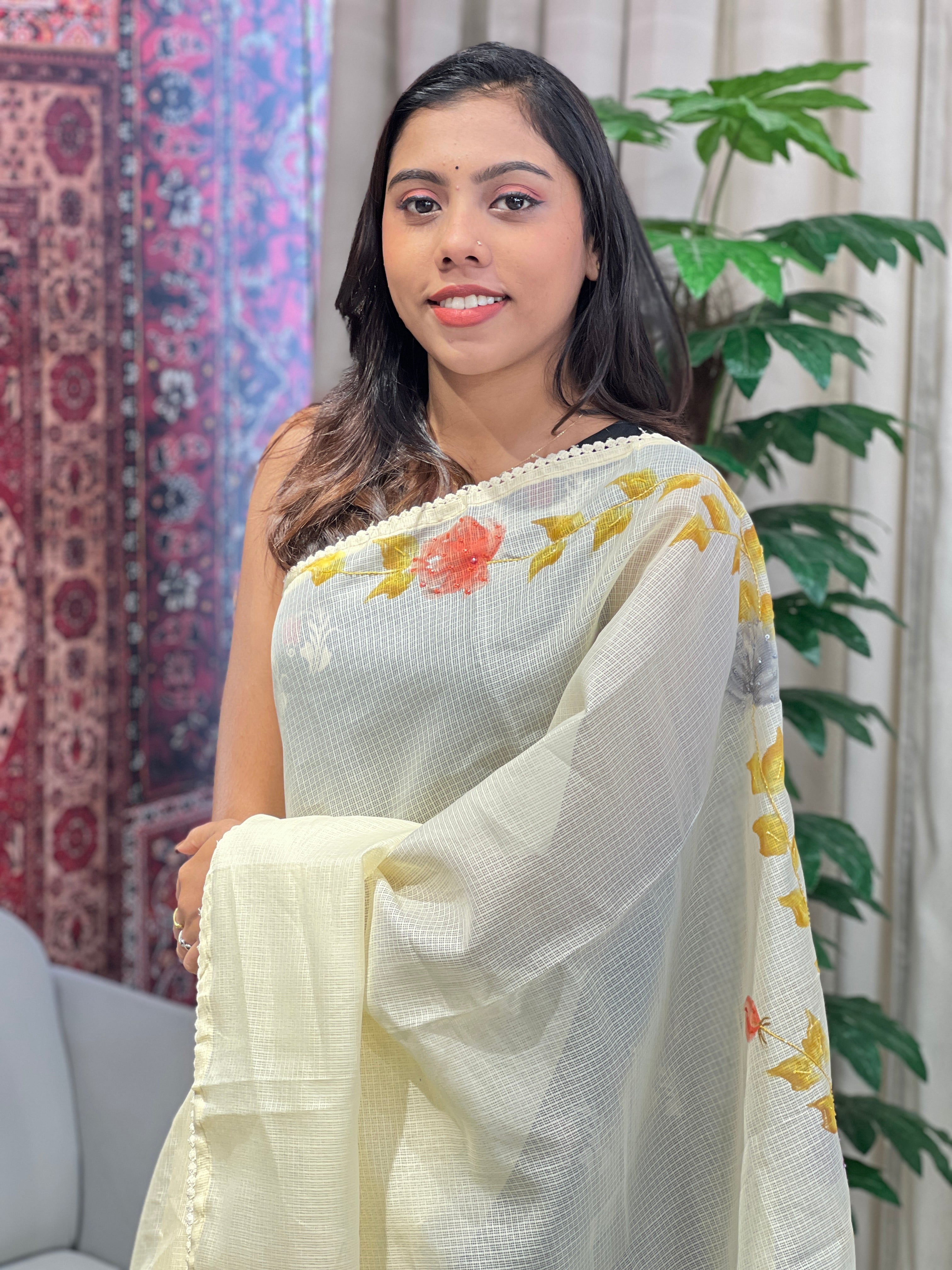 Floral Patterned Supernet Kota Saree | BLD1937