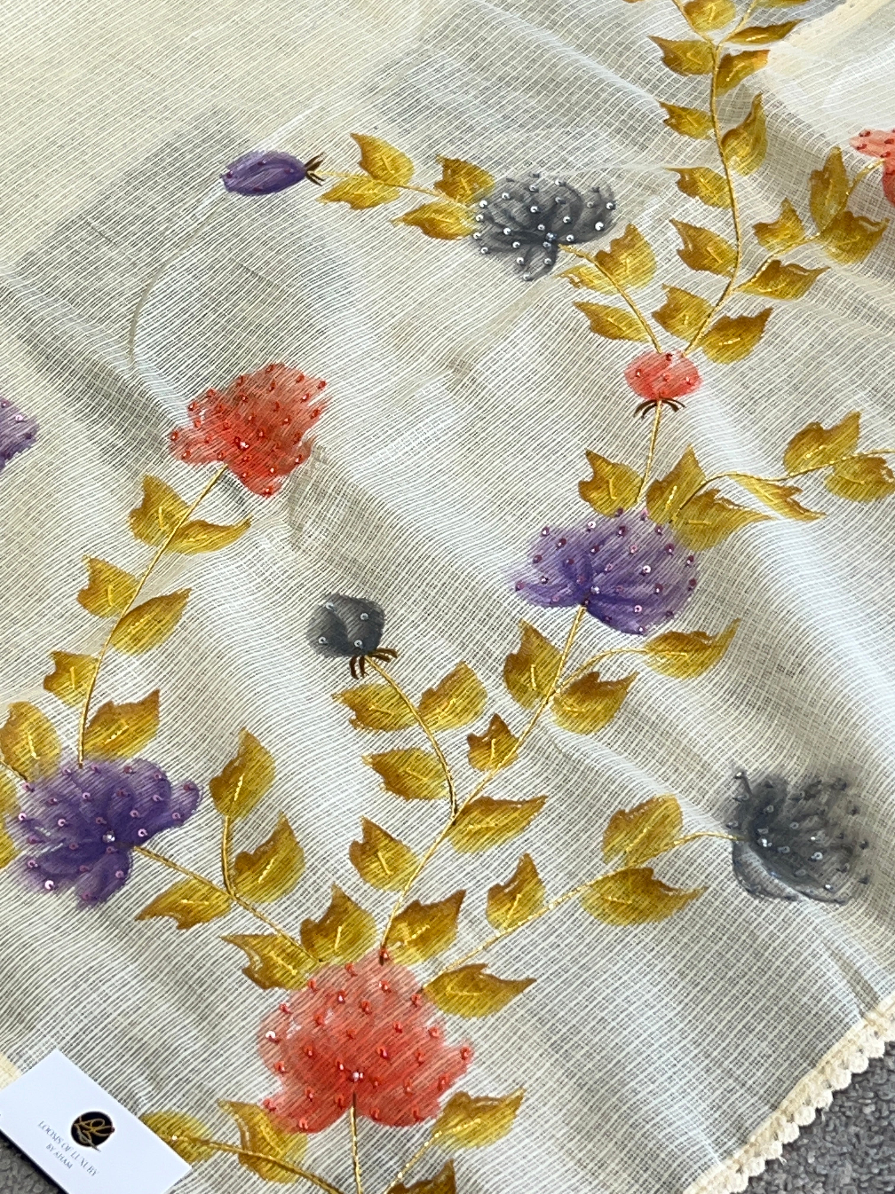 Floral Patterned Supernet Kota Saree | BLD1937