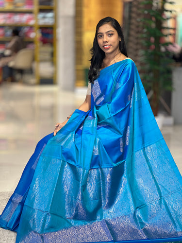 Silver & Golden Zari Woven Soft Silk Saree | TT232