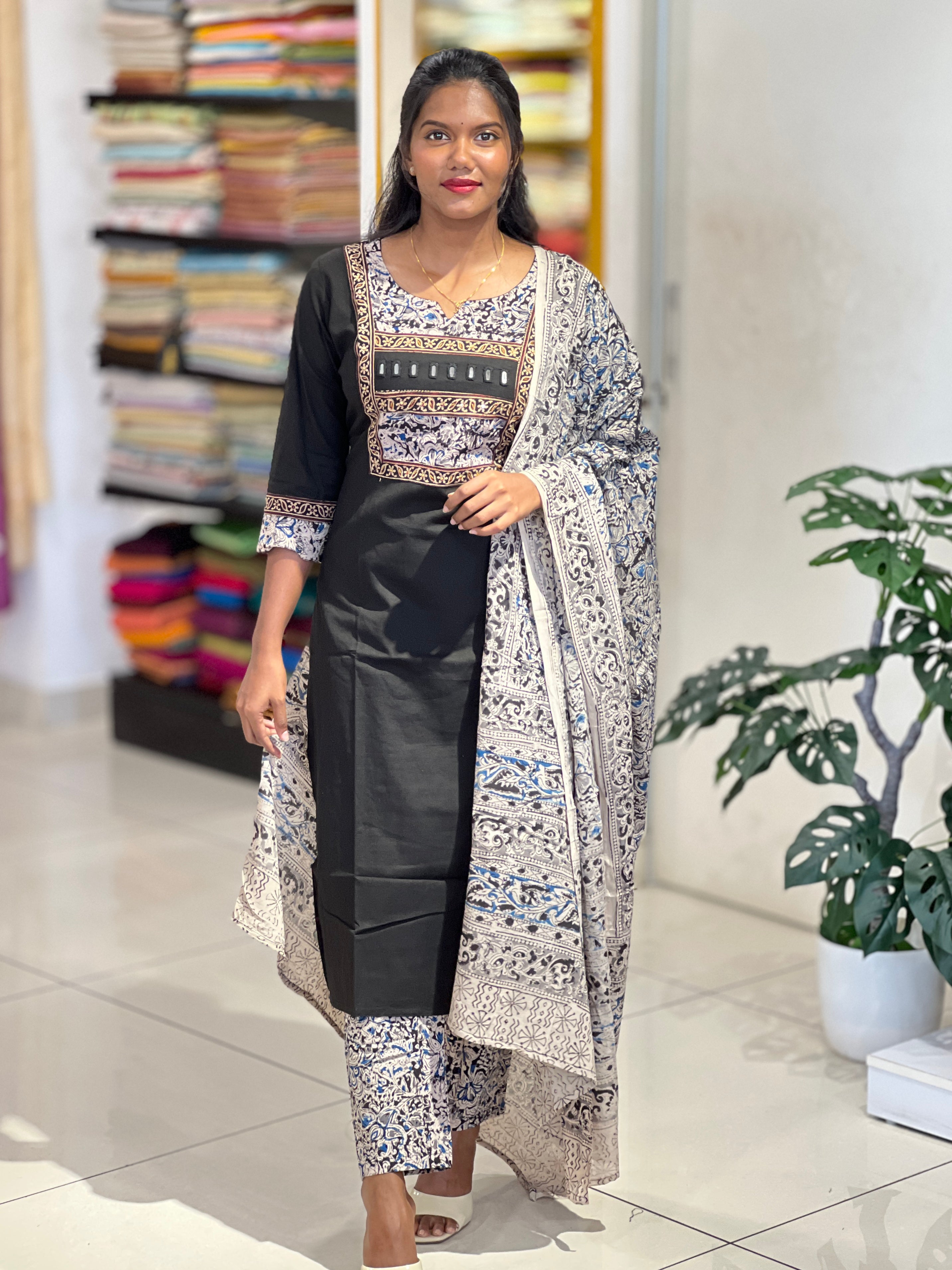 Kalamkari Printed Cotton Kurta Set | SRF162