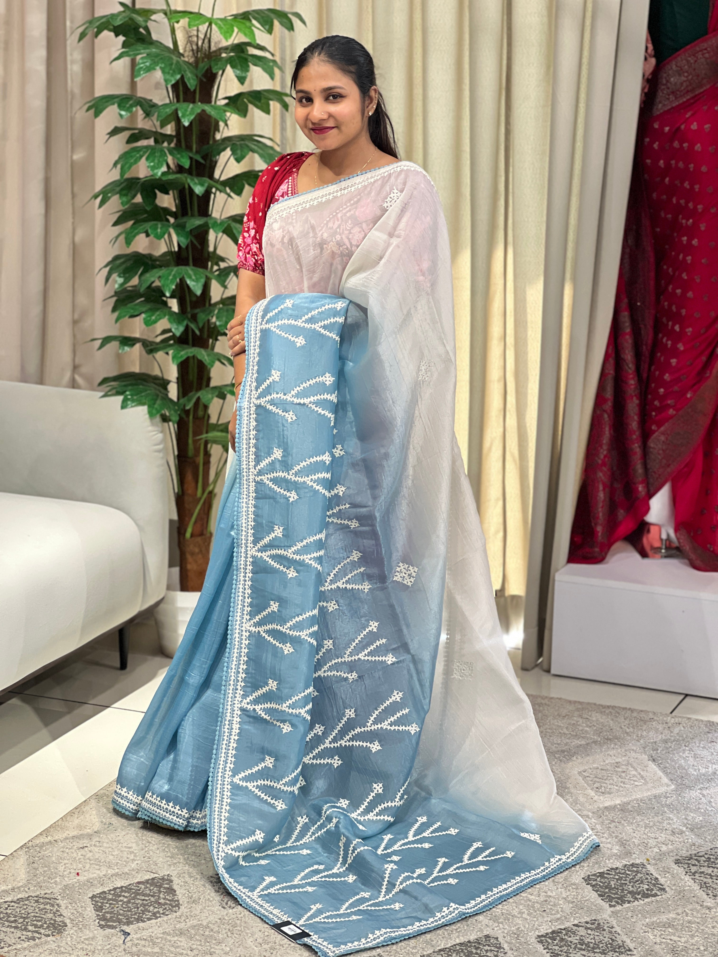 Kutch Work Detailed Organza Saree | BLD1964