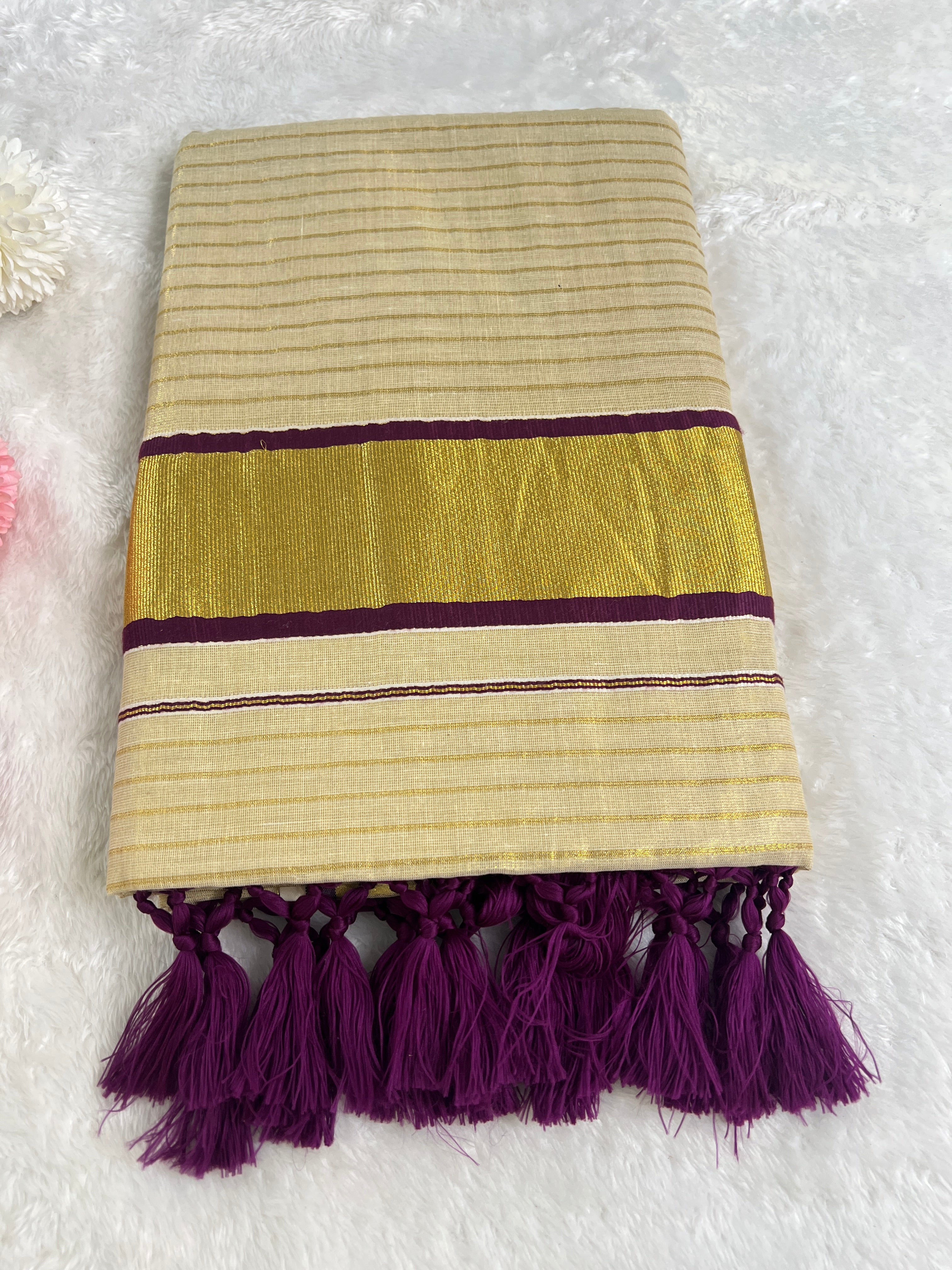 Double Border Pattern Tissue Saree | GAT434