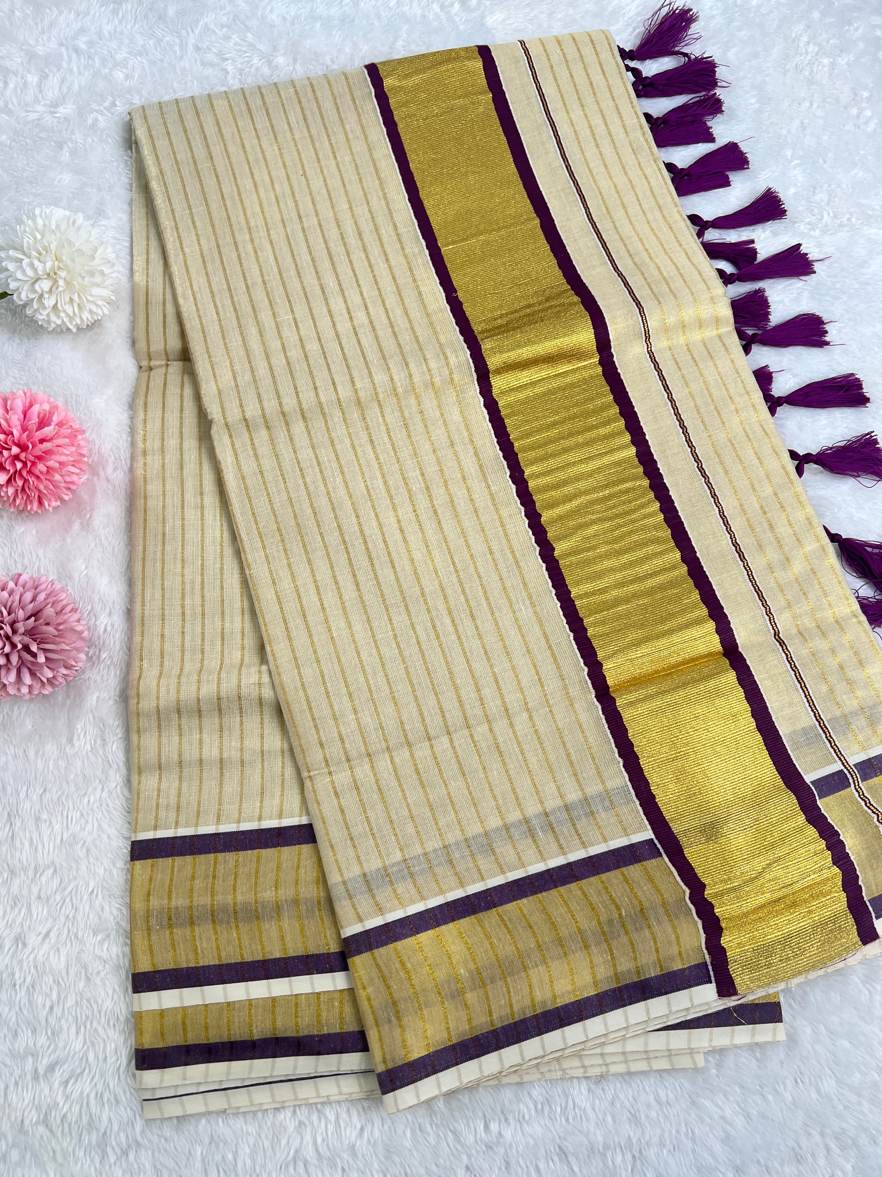 Double Border Pattern Tissue Saree | GAT434