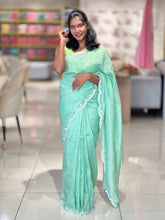 Sequence & Cut Beads Detailed Crushed Shimmer Organza Saree | SBP812