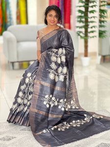 Floral Printed Geecha Tussar Saree | SK363