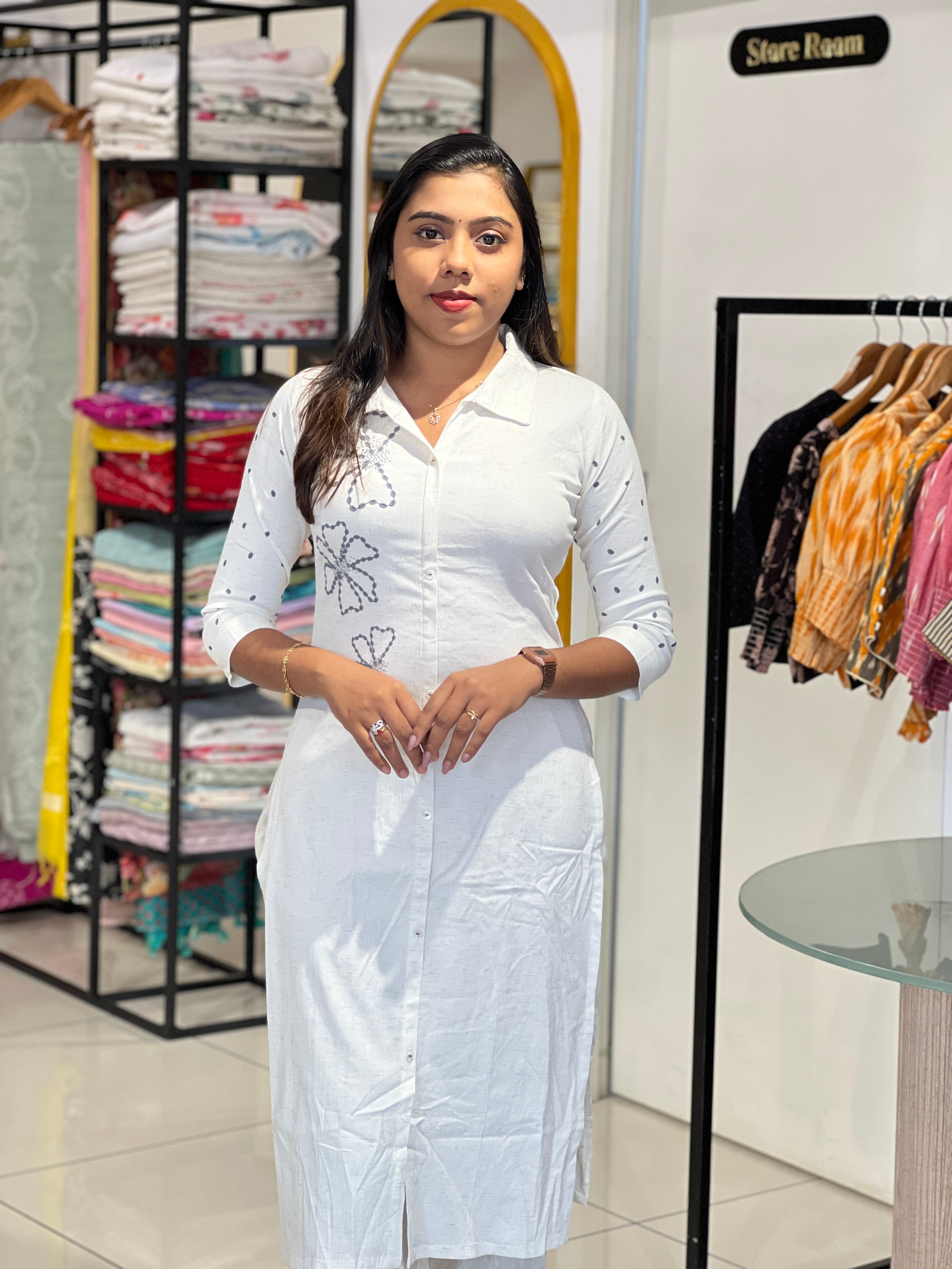 Floral Embossed Printed Rayon Kurta | PGI143