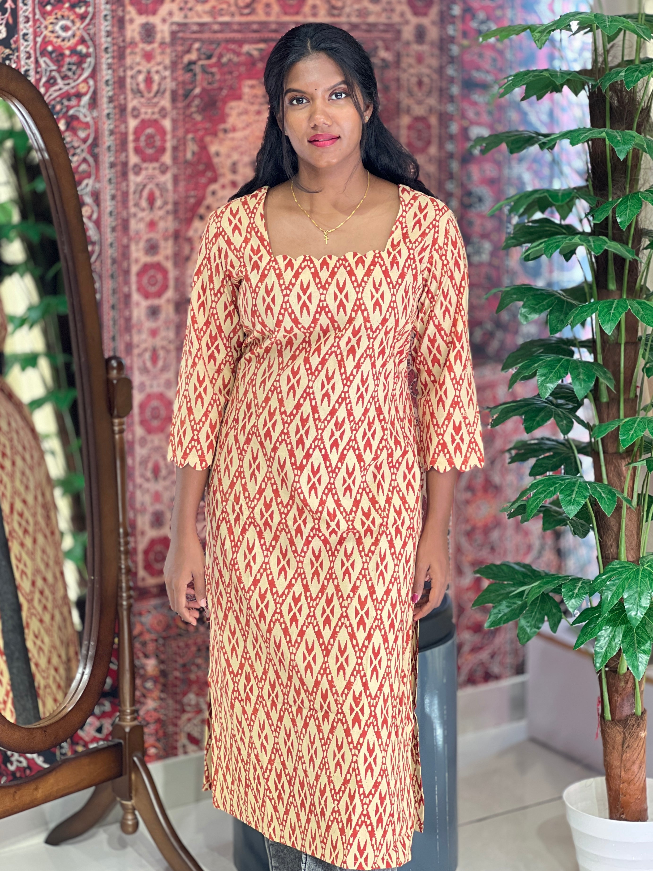 Print Detailed Cotton Kurta | DNT761