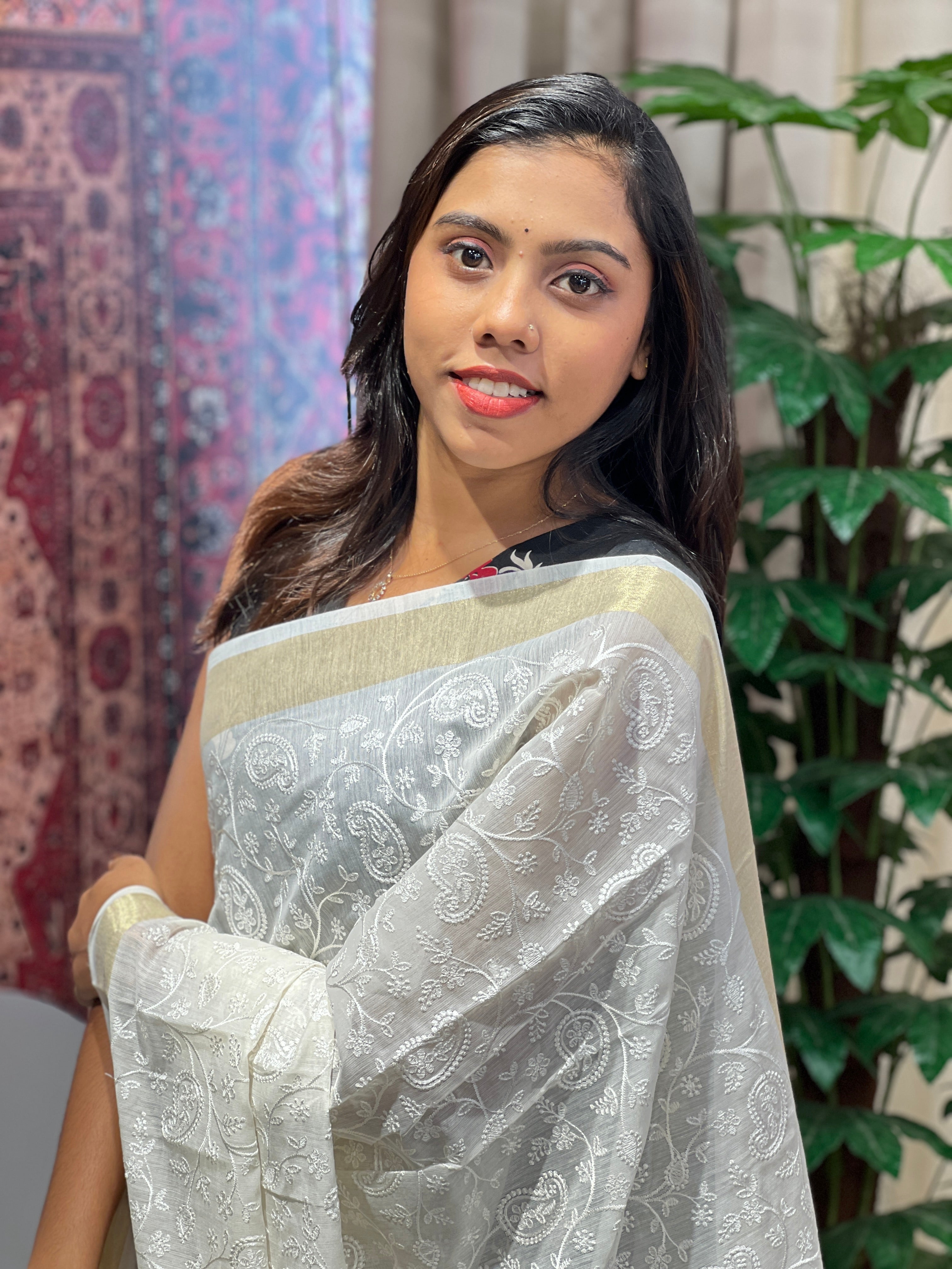 Paisley Patterned Chanderi Saree | MR420