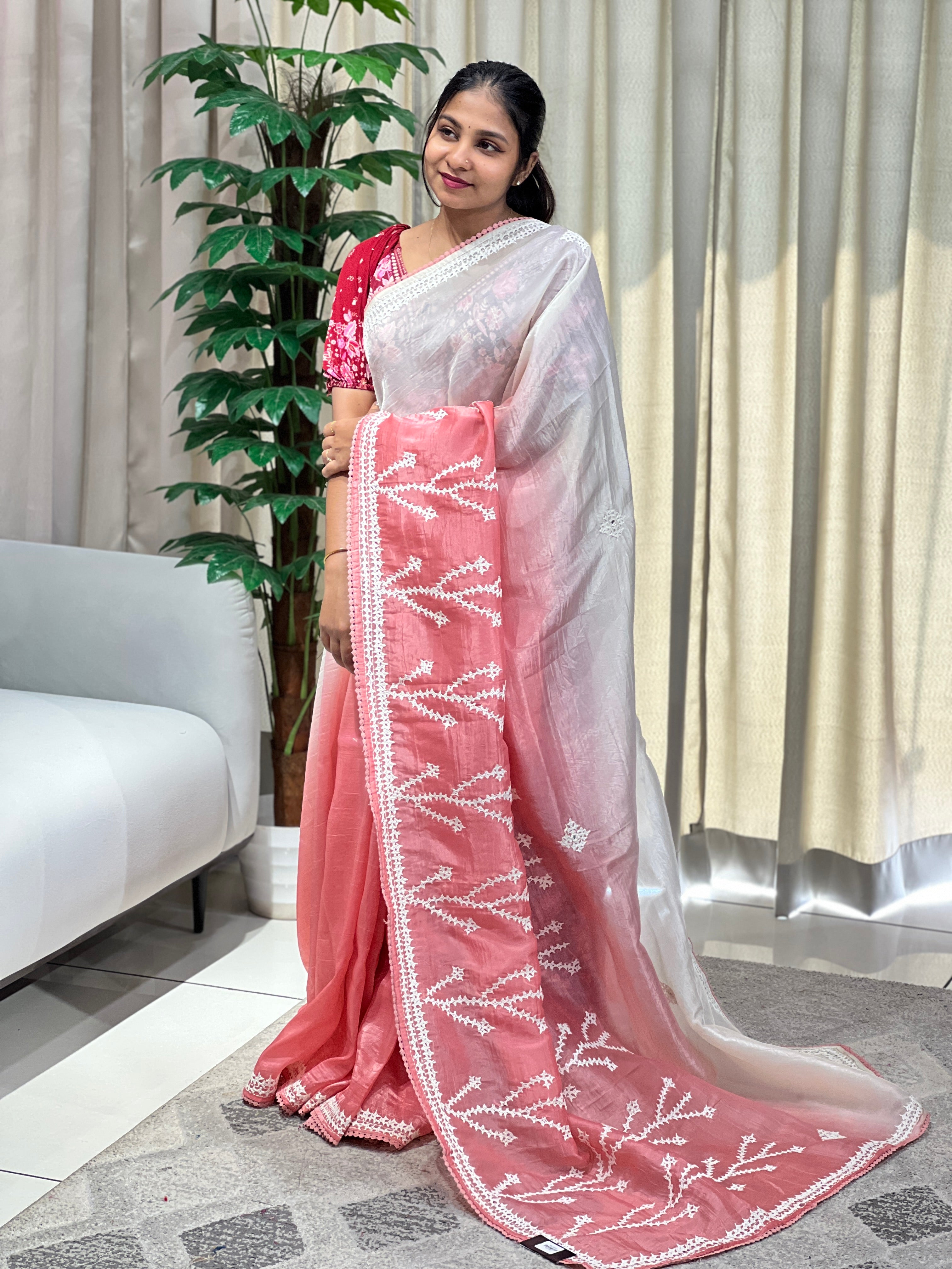 Kutch Work Detailed Organza Saree | BLD1965