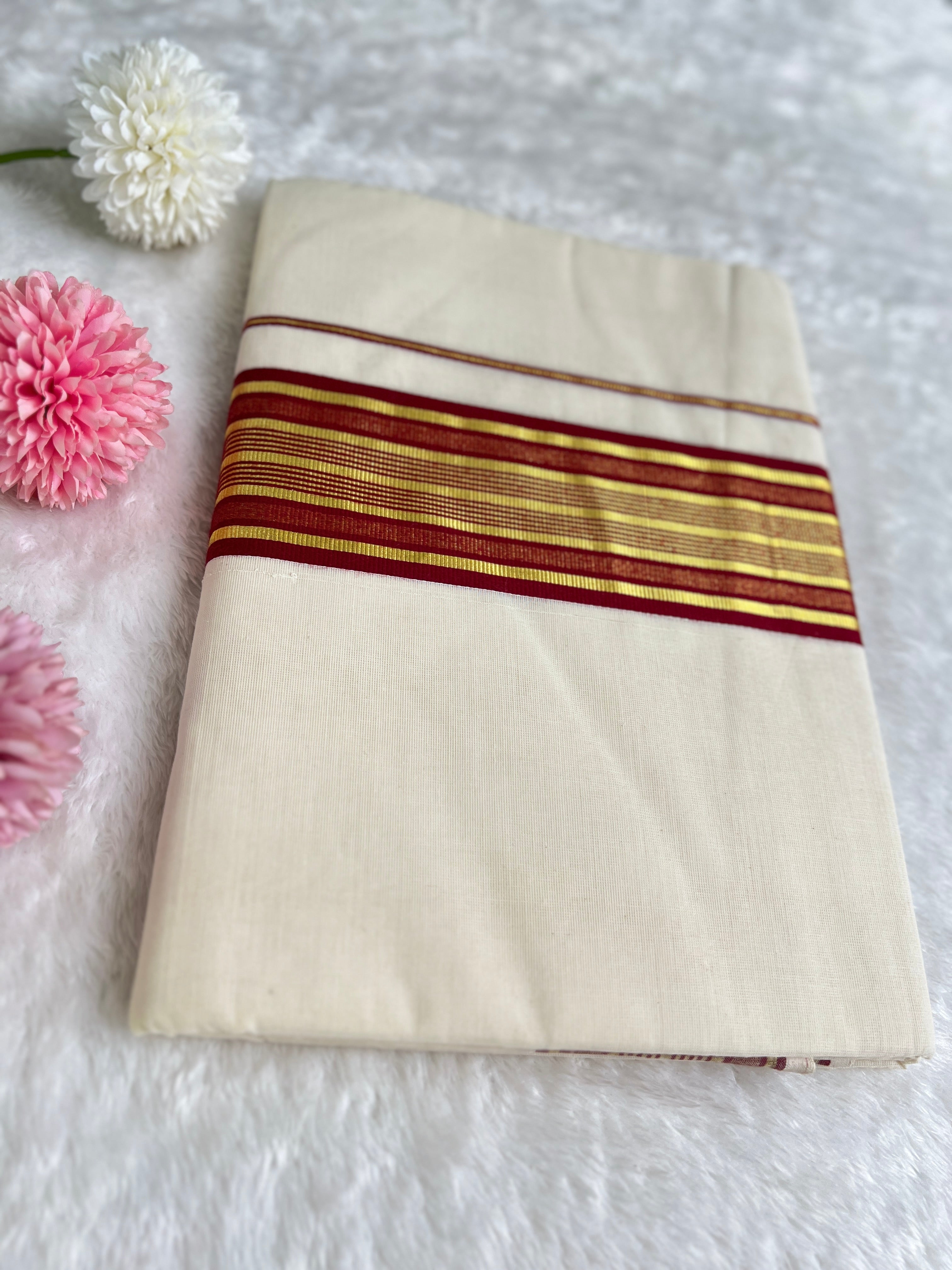 Kara Pattern Border Kerala Cotton Saree | GAT448