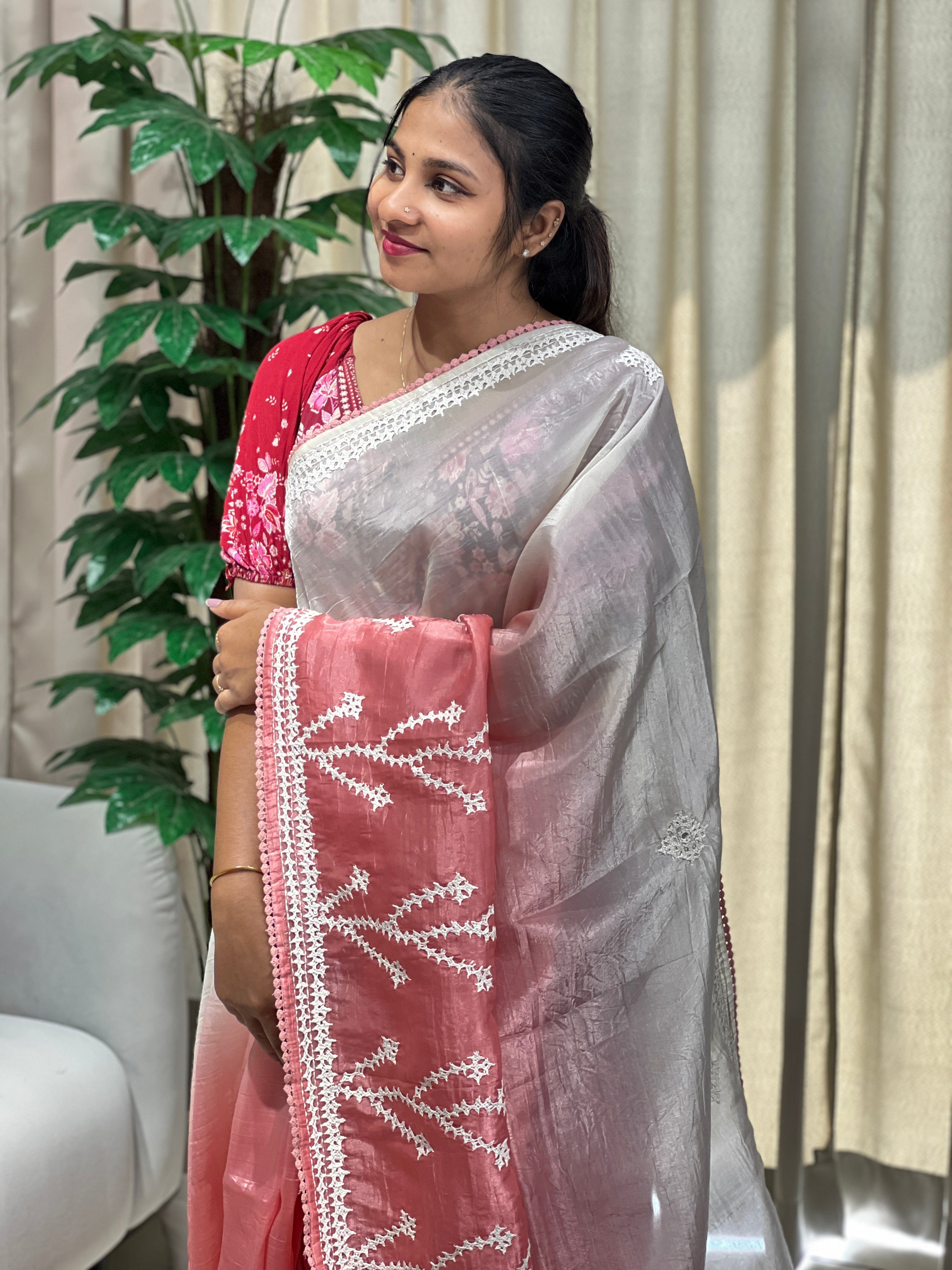 Kutch Work Detailed Organza Saree | BLD1965