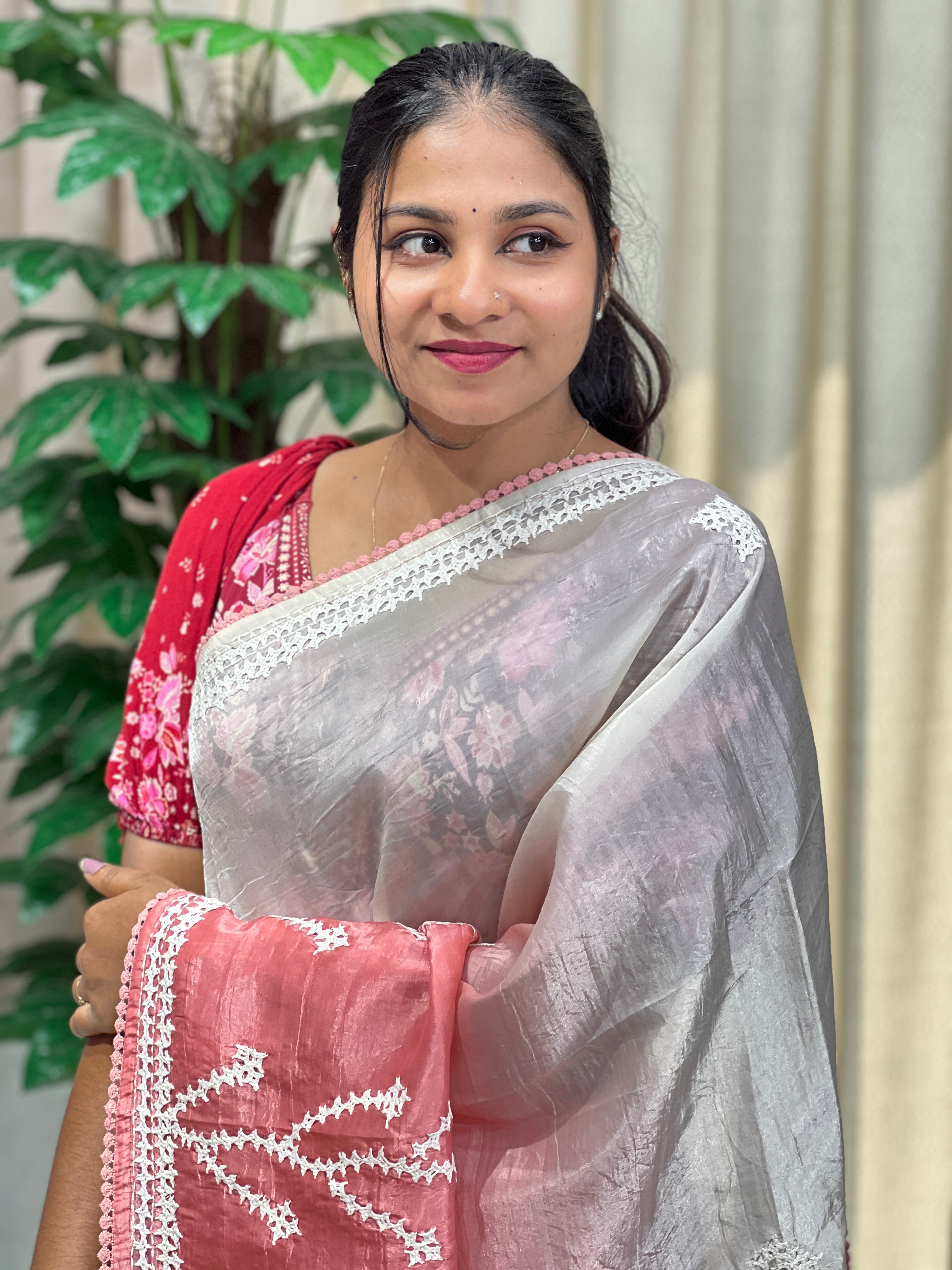 Kutch Work Detailed Organza Saree | BLD1965