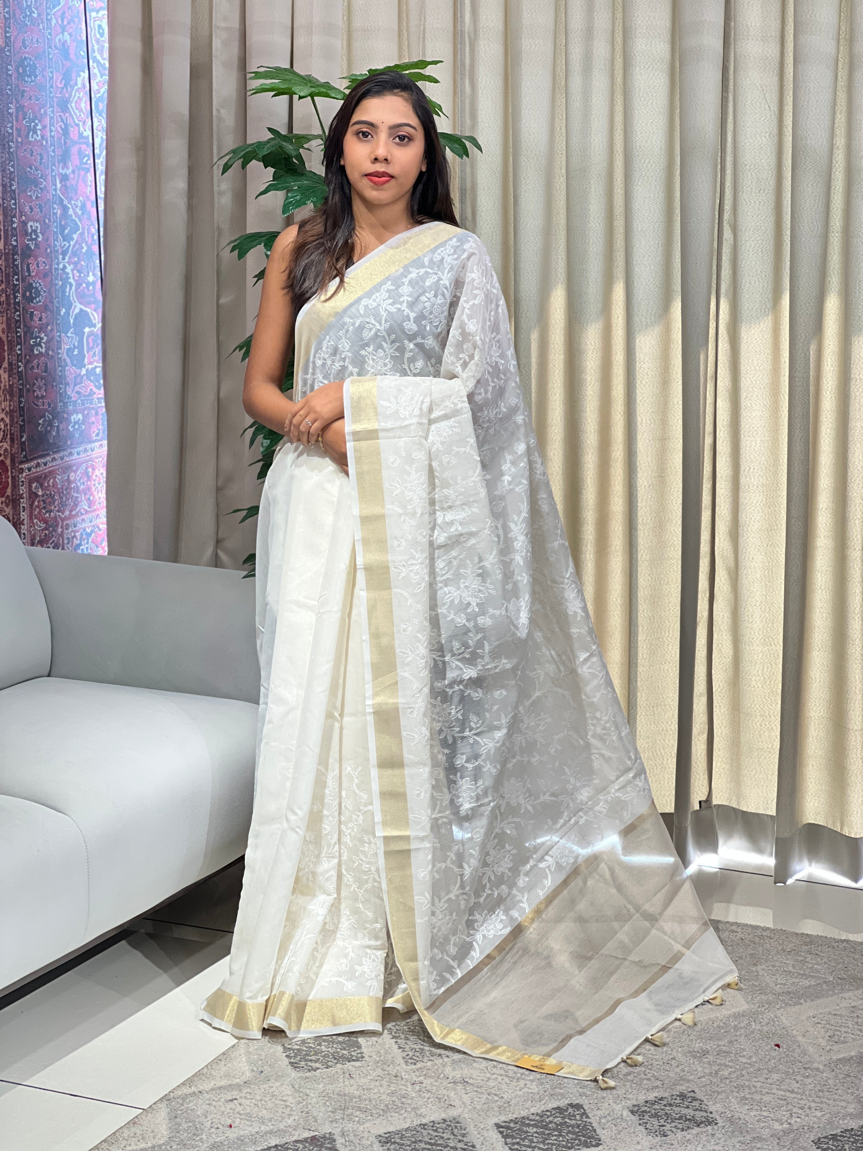 Jaal Patterned Chanderi Saree | MR421