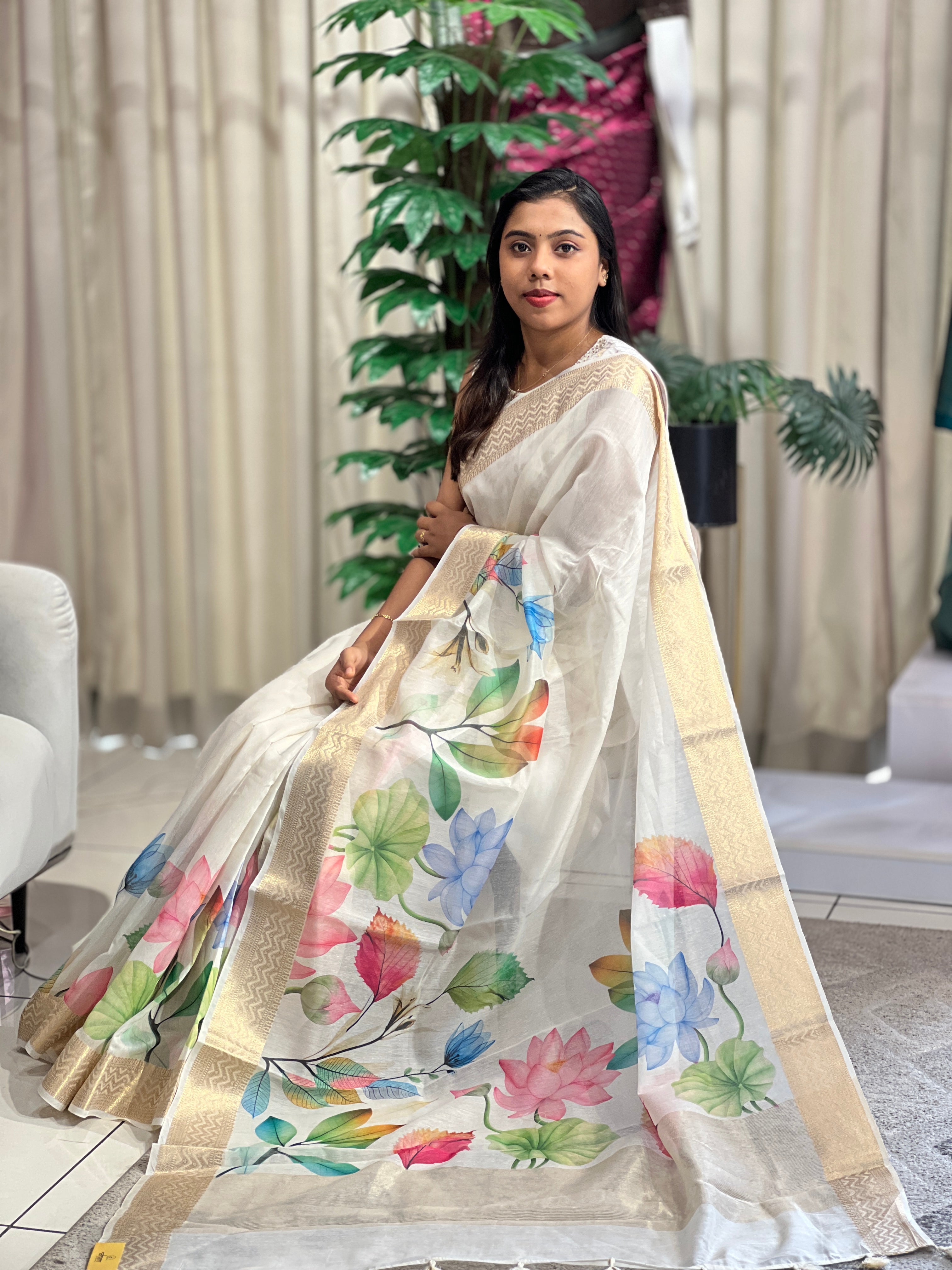 Digital Printed Chanderi Saree | MR224