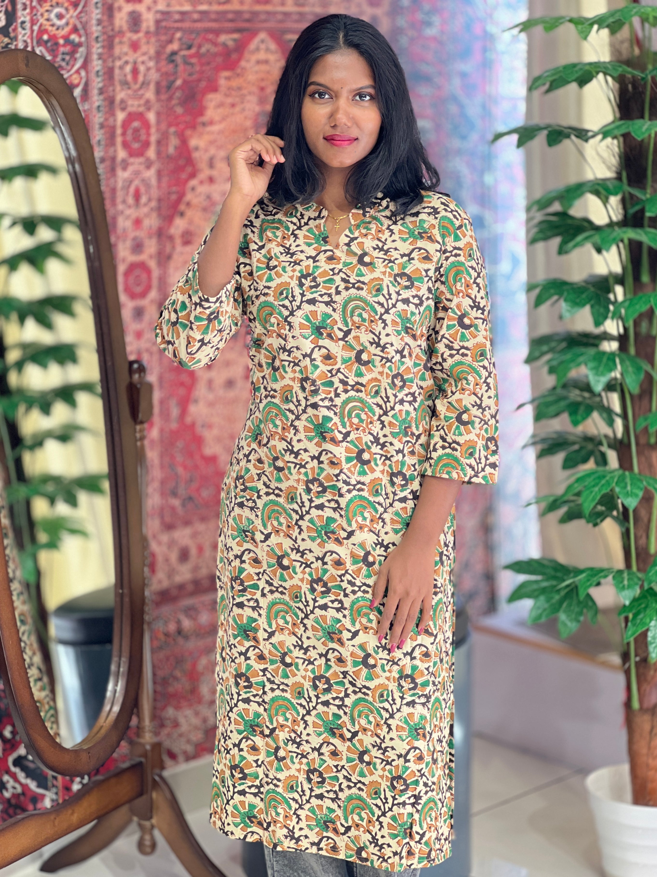 Print Detailed Cotton Kurta | DNT705