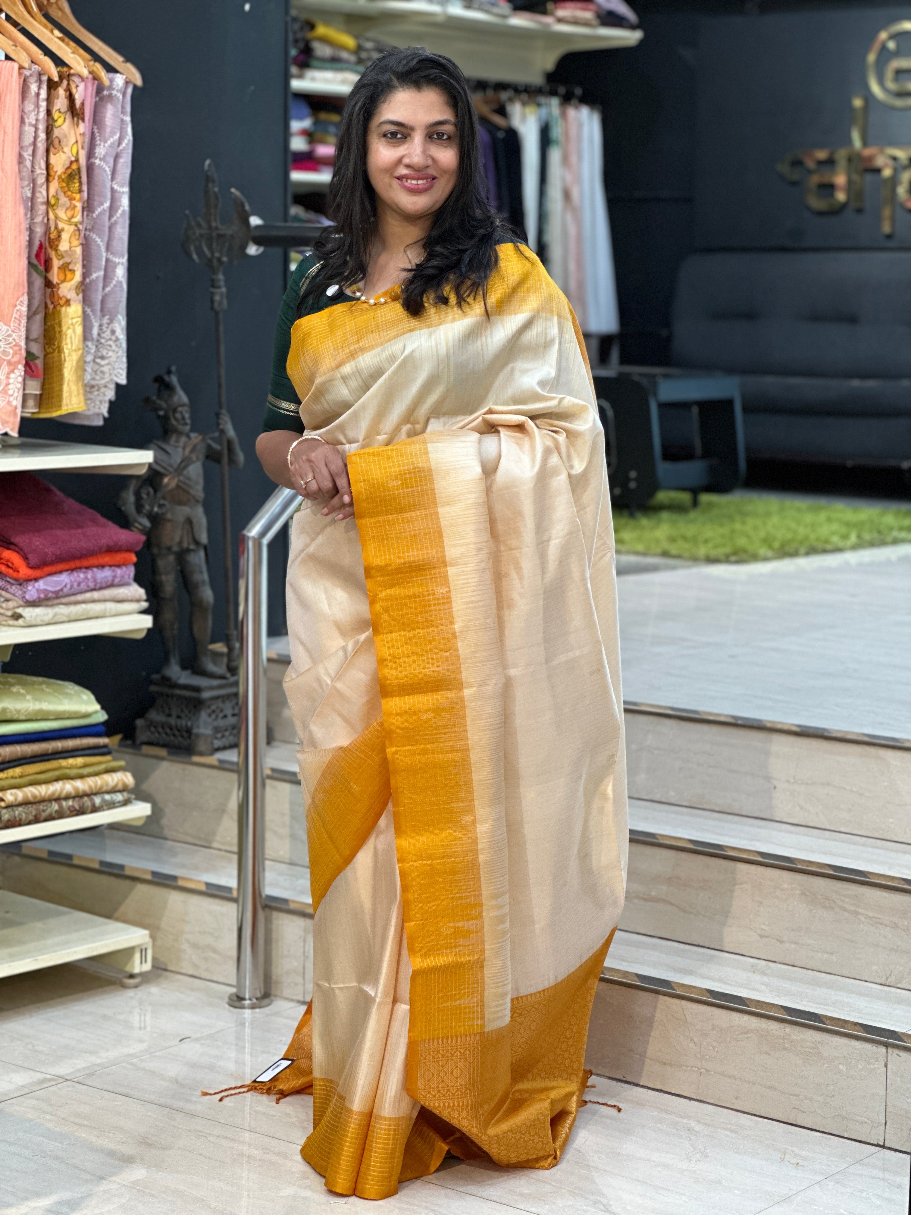 Line Woven Pattern Soft Silk Saree | SMT158