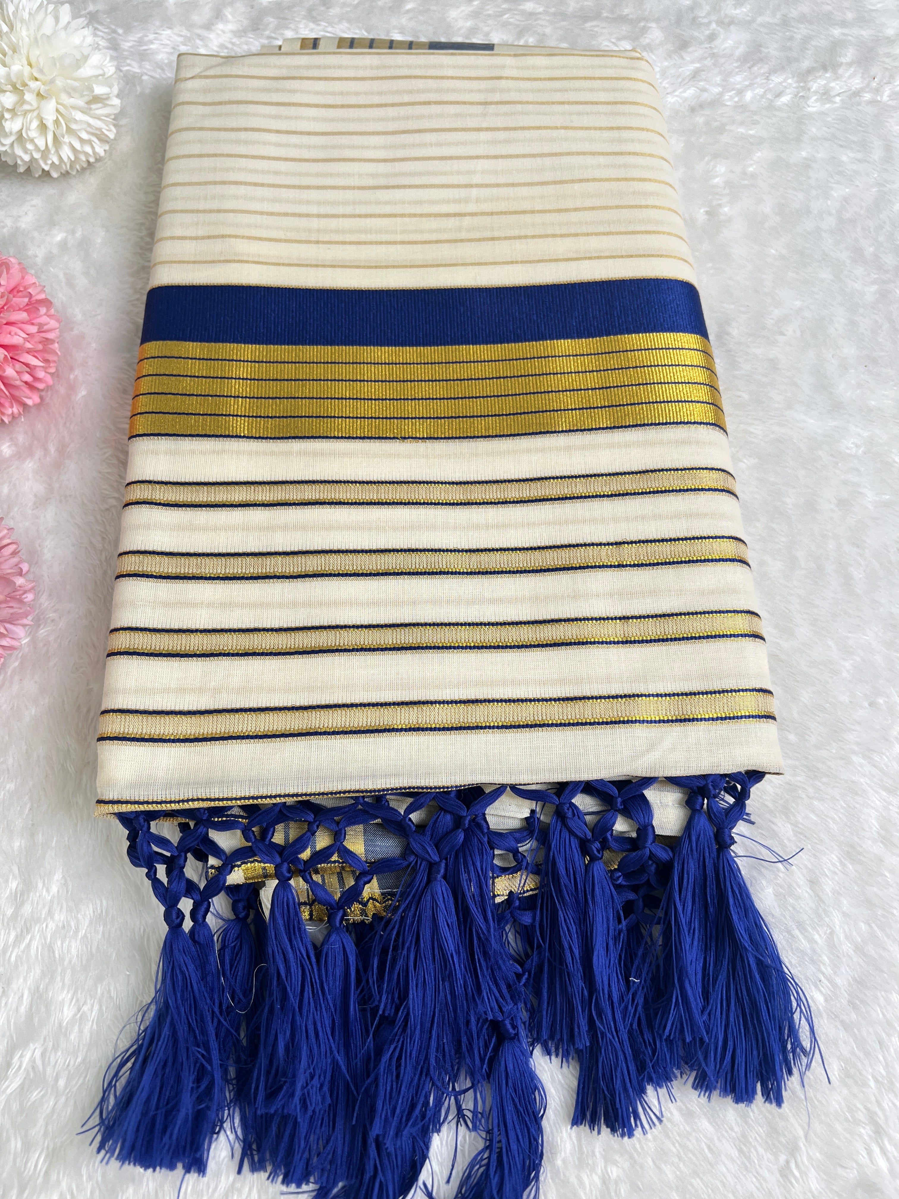 Line Weaving Pattern Kerala Cotton Saree | GAT528