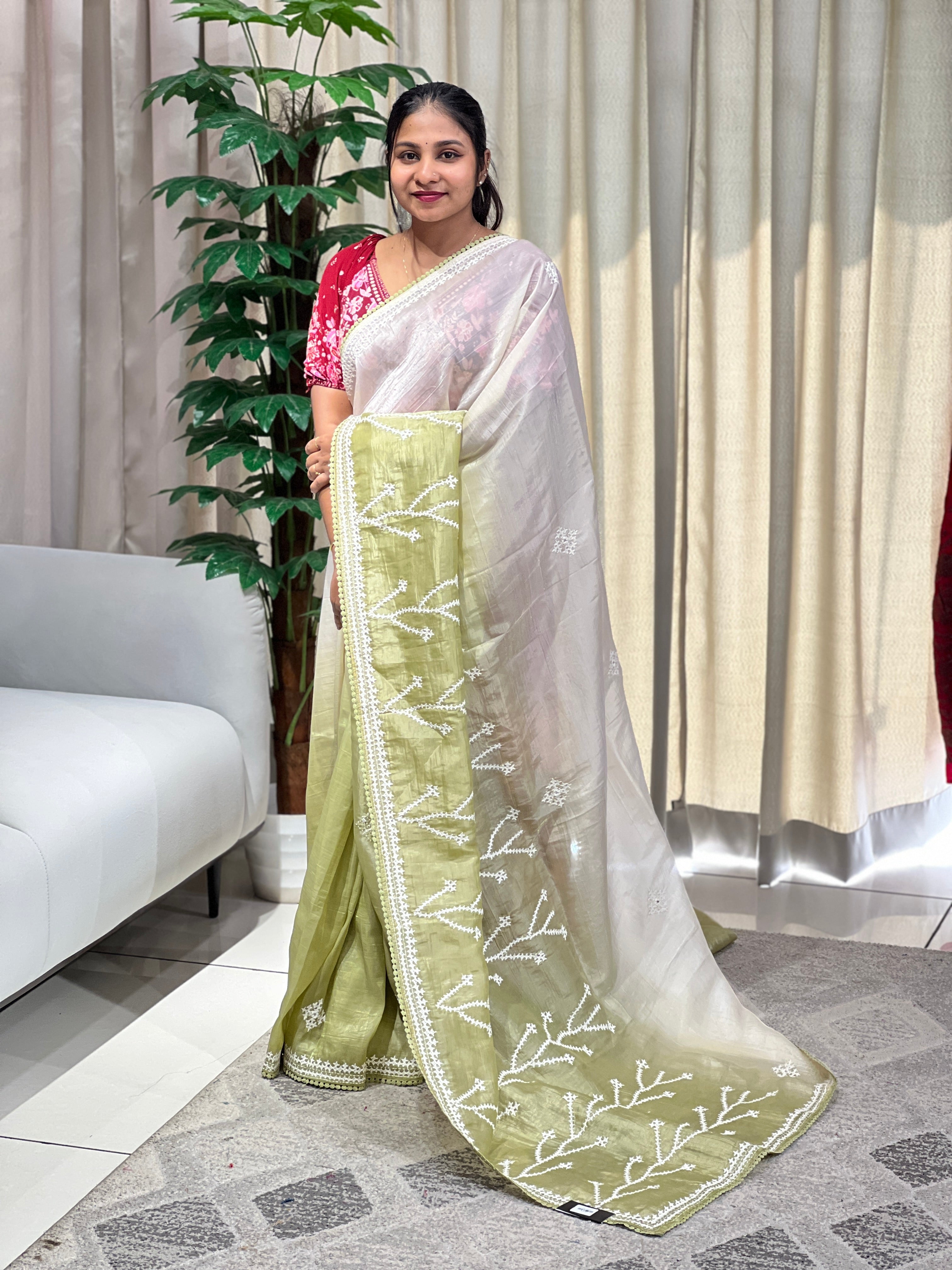 Kutch Work Detailed Organza Saree | BLD1967