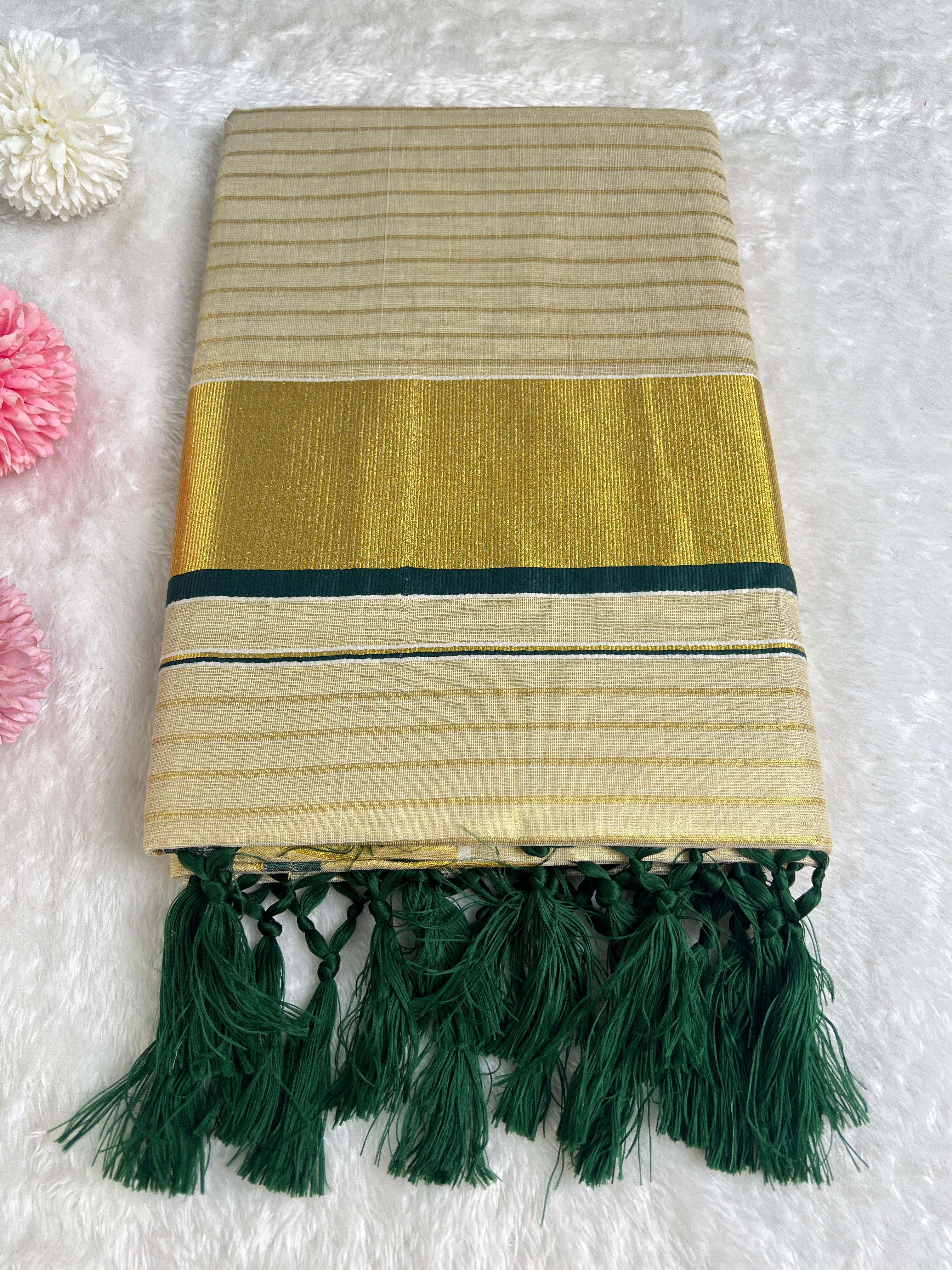 Line Weaving Pattern Tissue Saree | GAT436