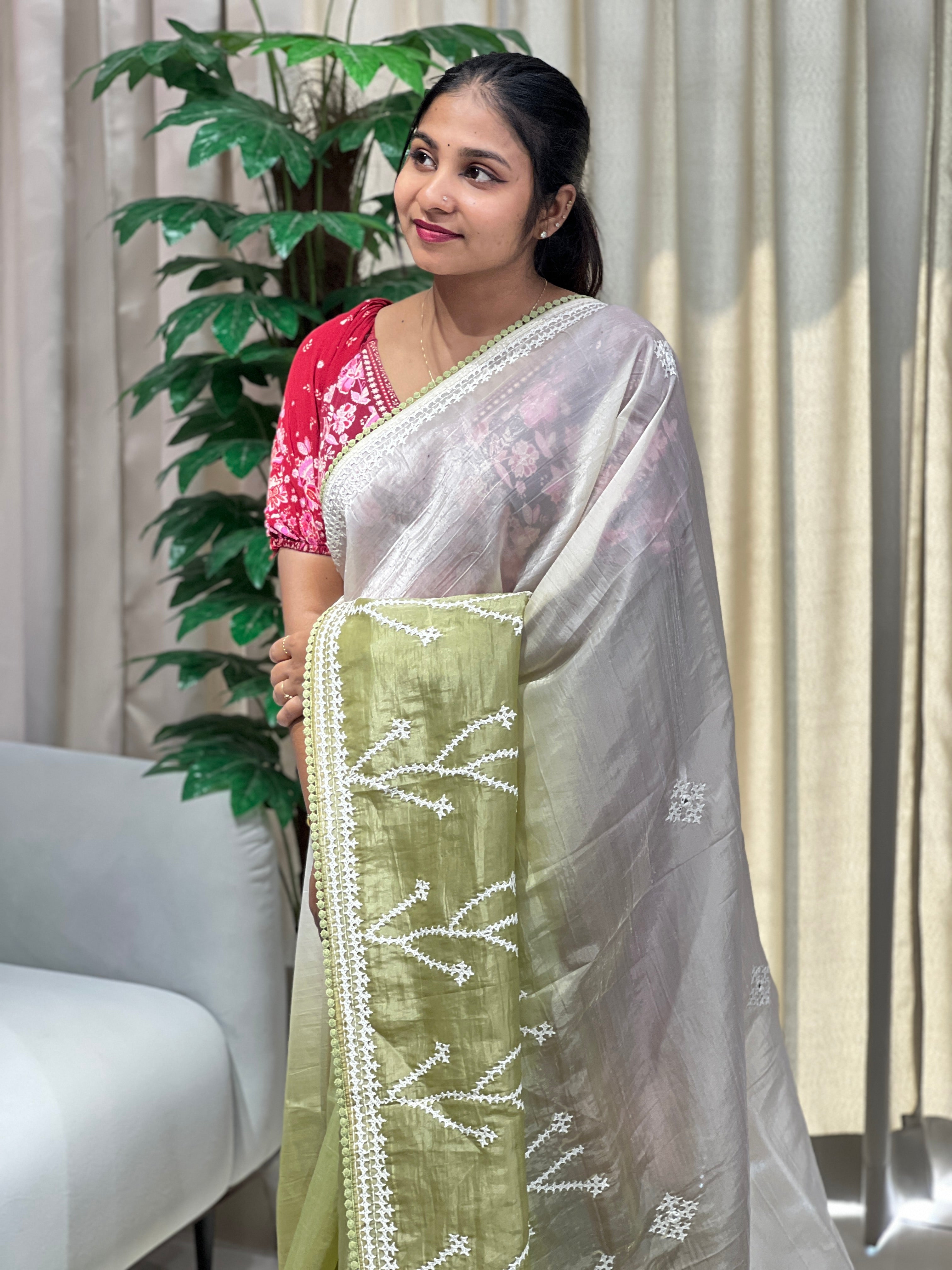 Kutch Work Detailed Organza Saree | BLD1967