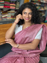 Stripe Patterned Bhagalpuri Linen Saree | SK428
