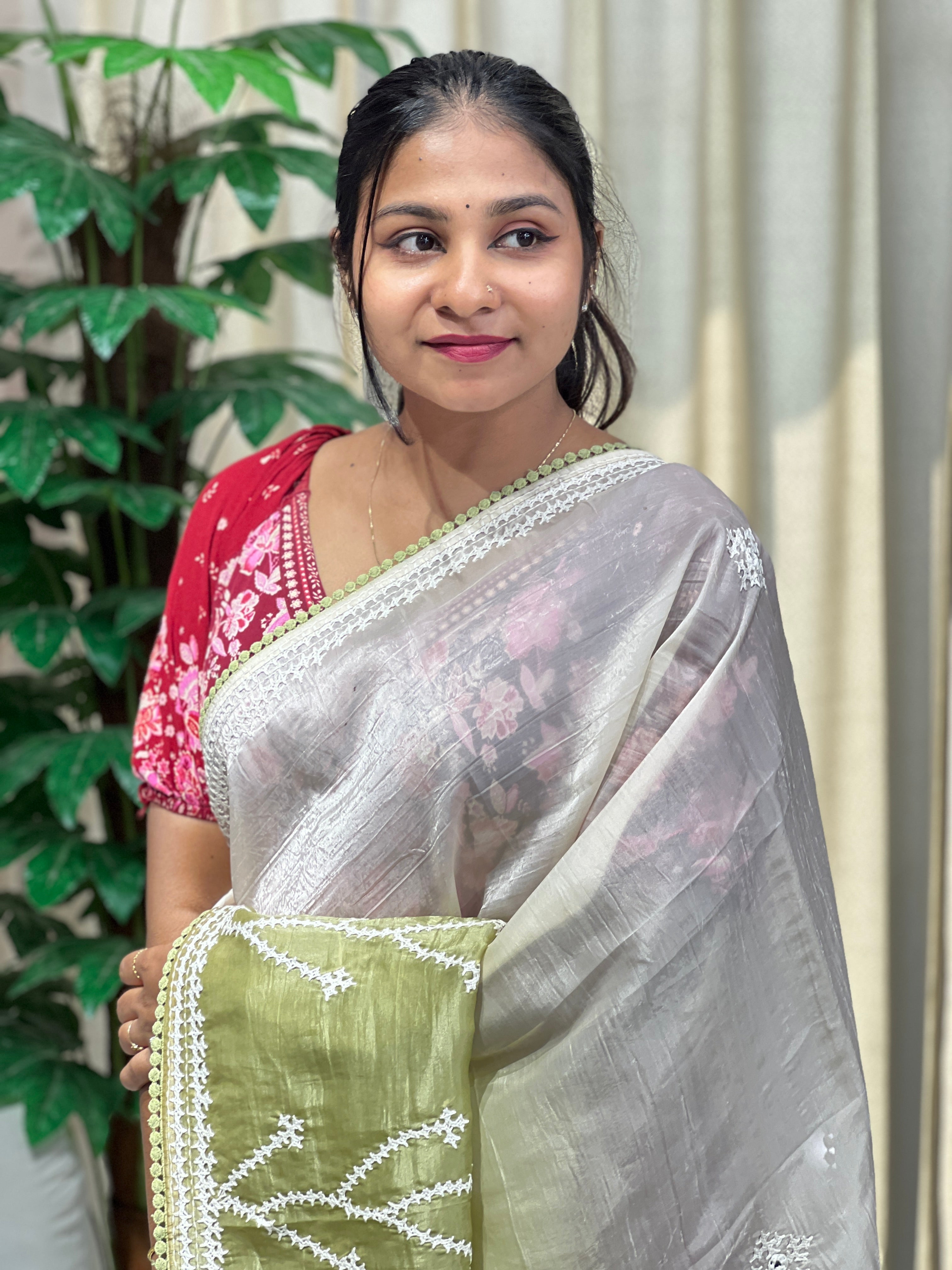 Kutch Work Detailed Organza Saree | BLD1967