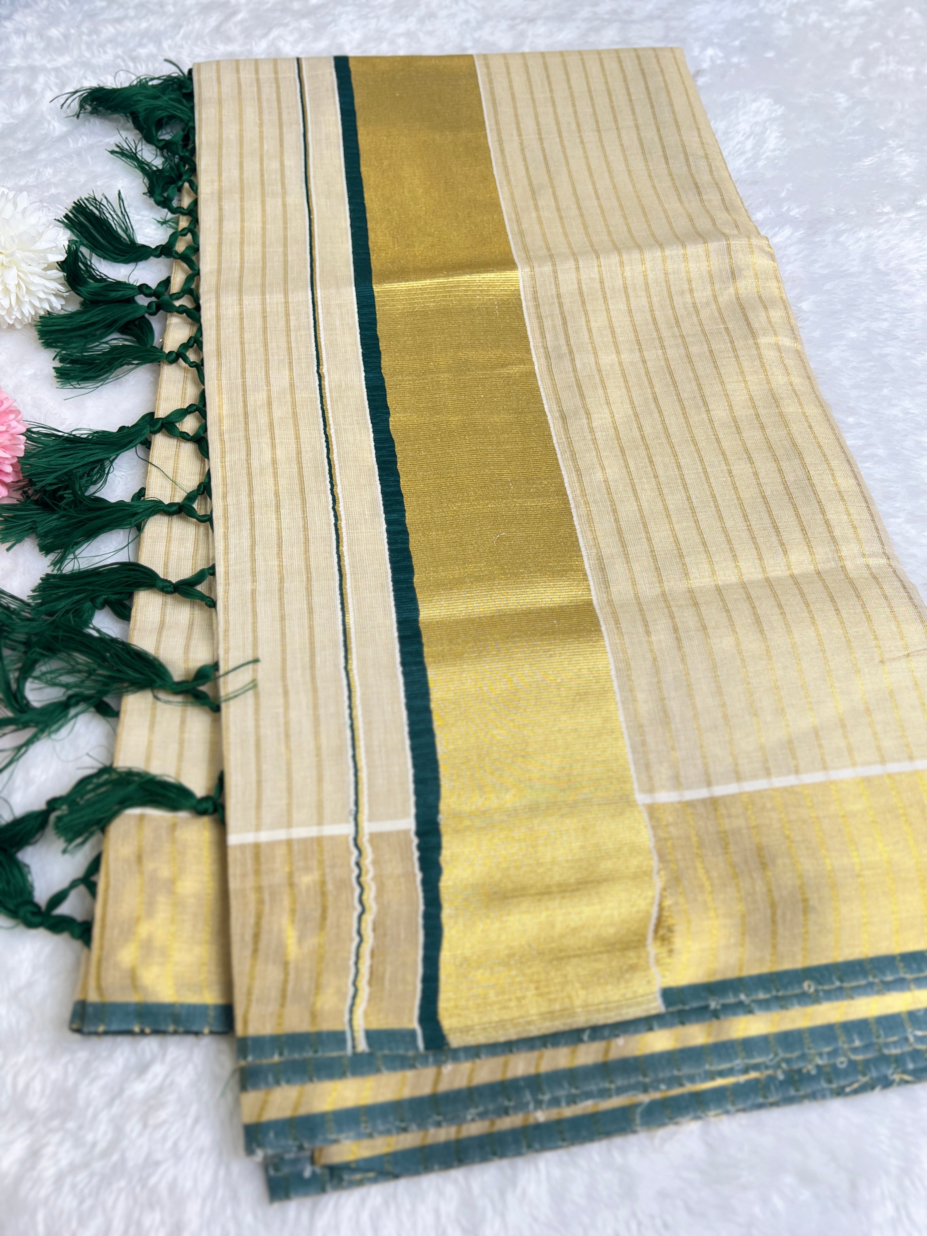 Line Weaving Pattern Tissue Saree | GAT436