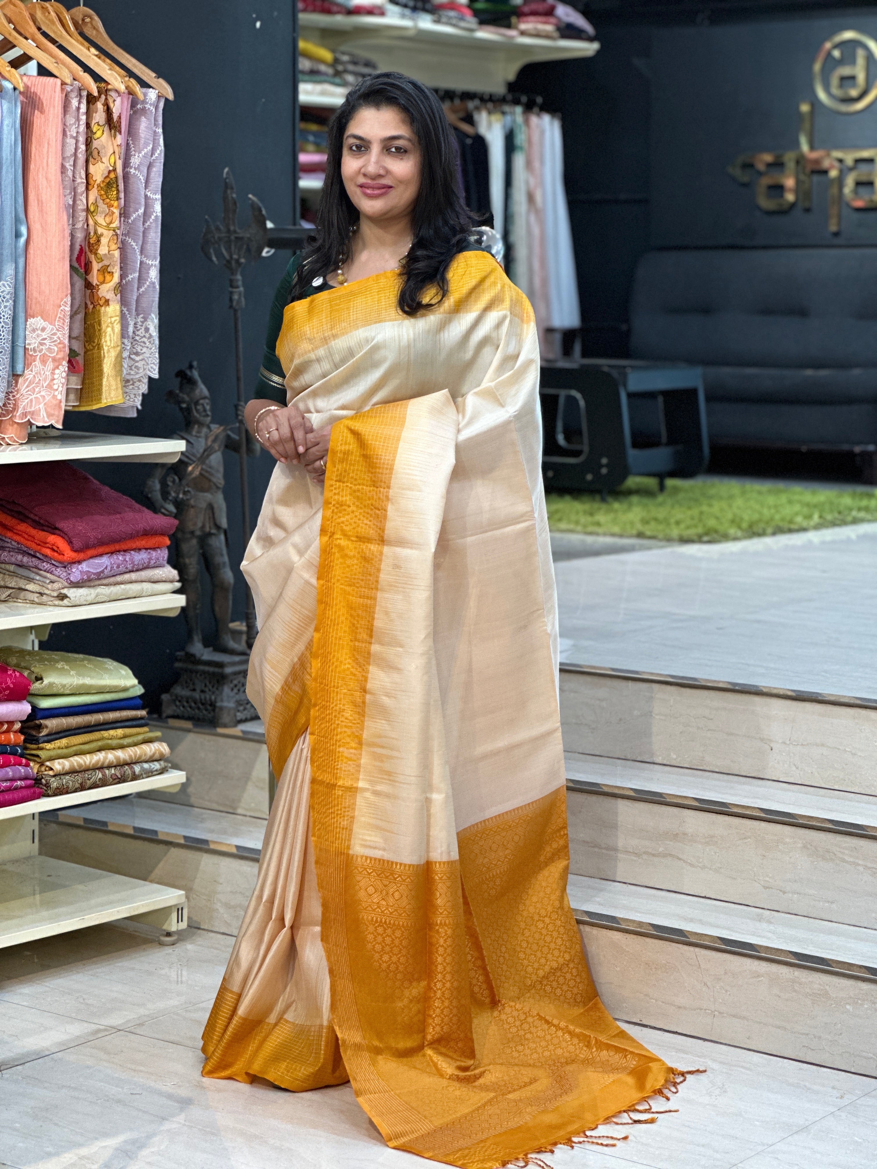 Line Woven Pattern Soft Silk Saree | SMT158