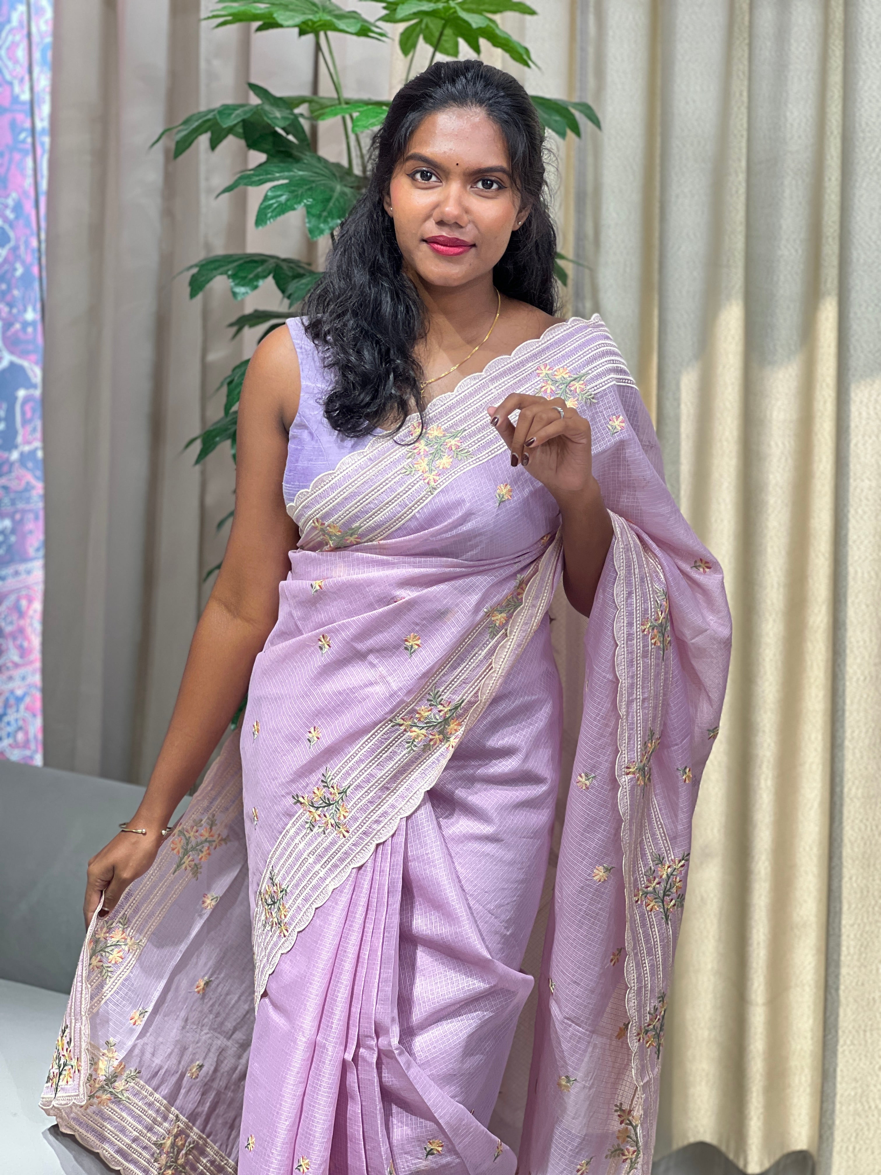 Floral Embroidery Detailed Silky Kota Saree | BLD1996