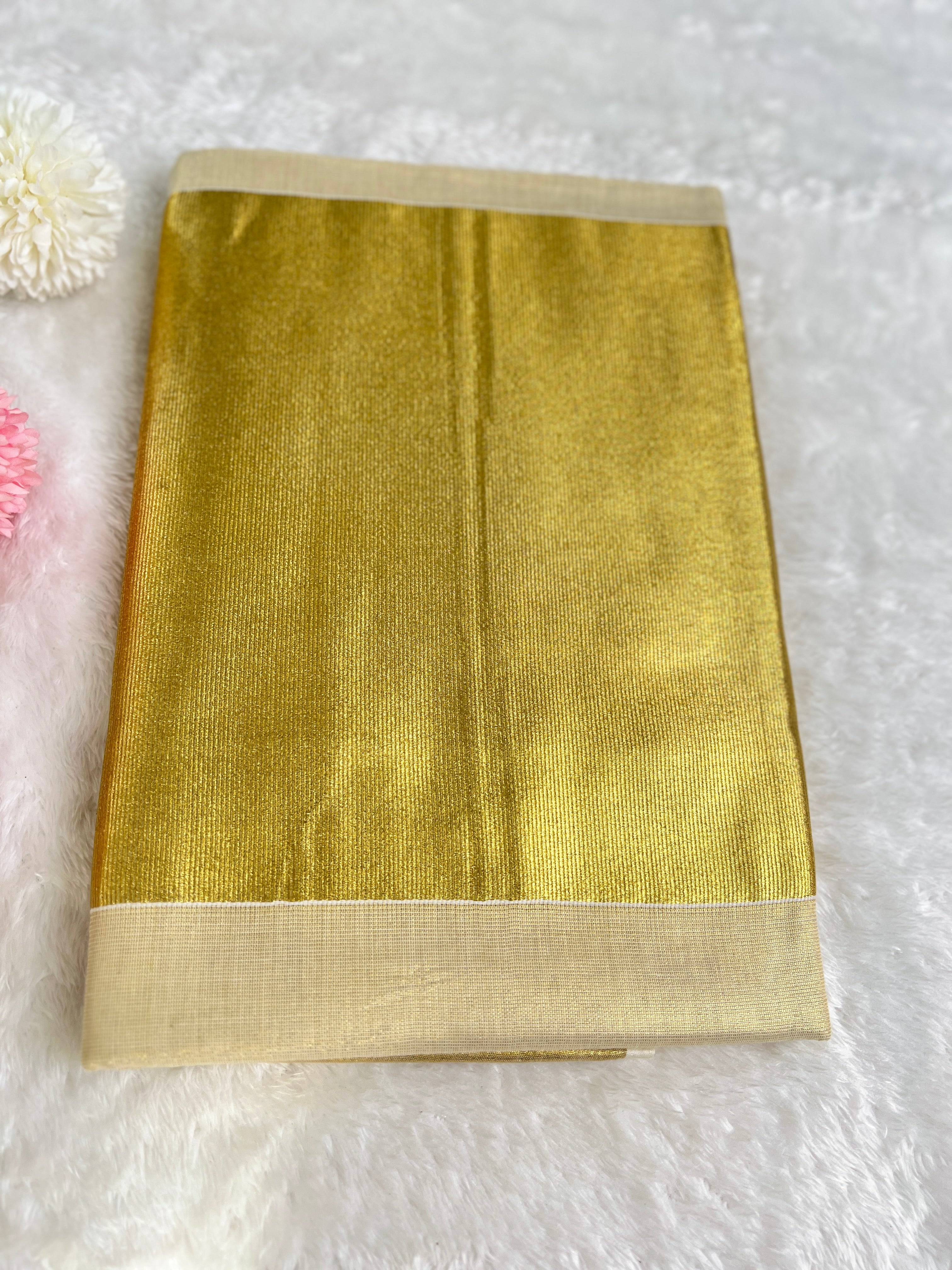 Golden Kasavu Pattern Tissue Saree | GAT480