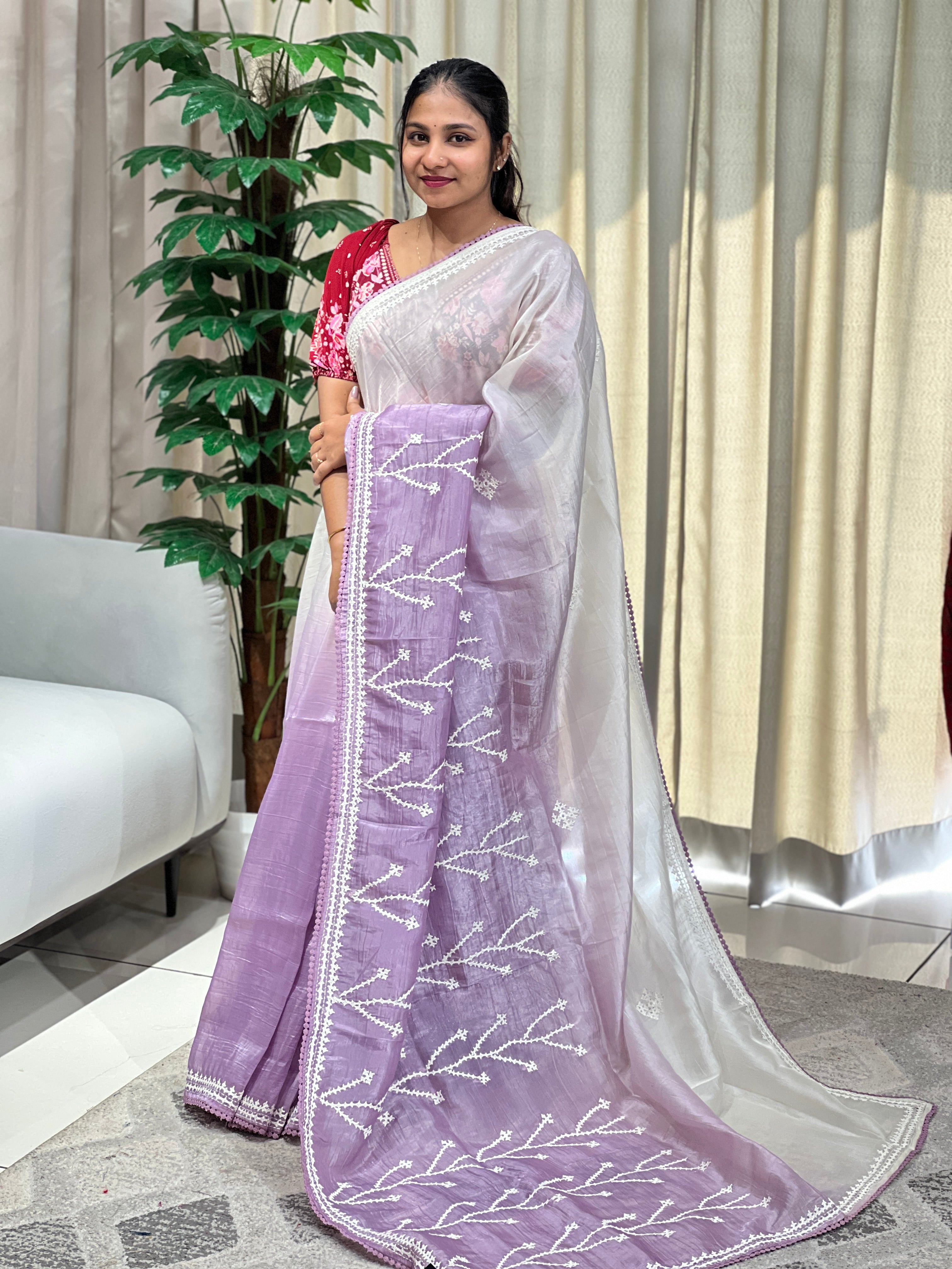 Kutch Work Detailed Organza Saree | BLD1963