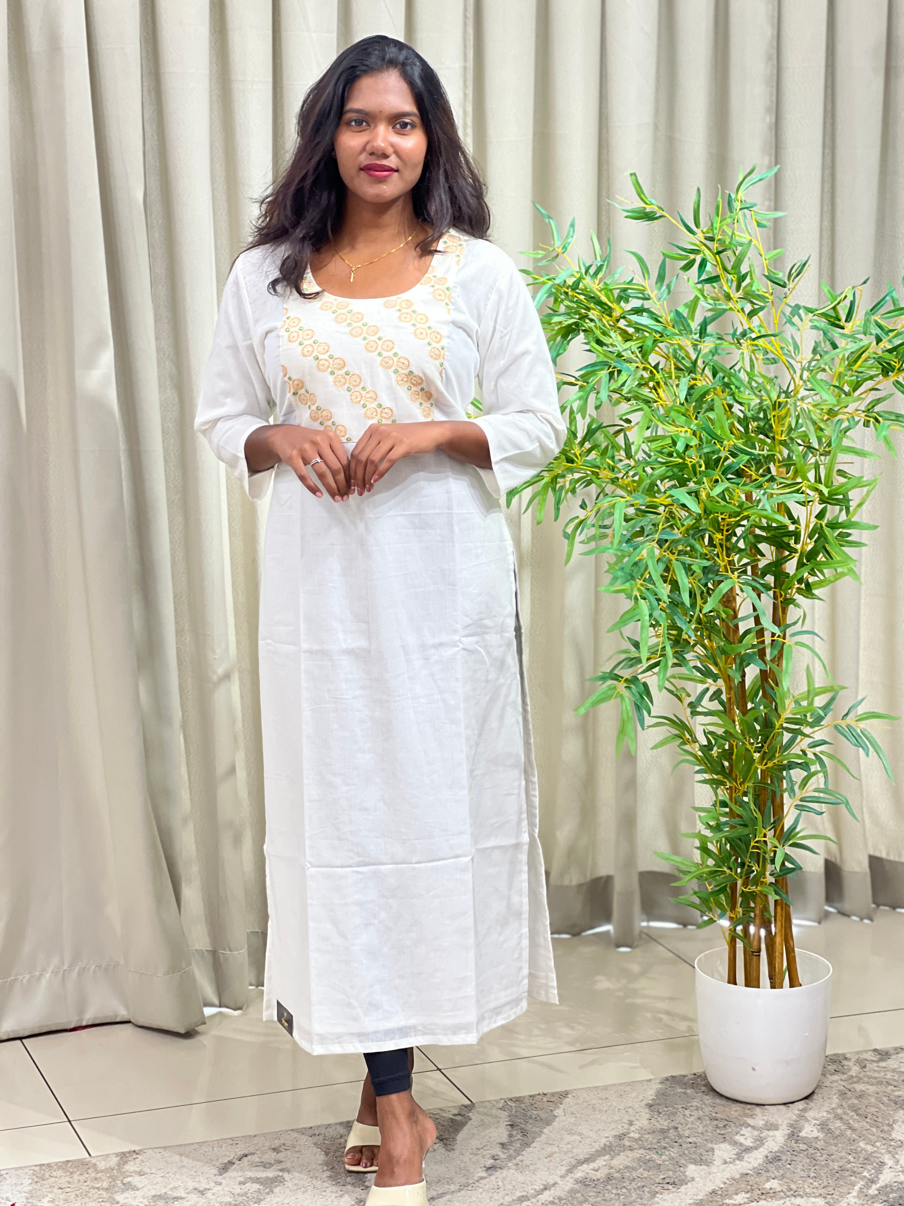 Embroidery With Sugar Beads Detailed Chanderi Silk Kurta  | DN798