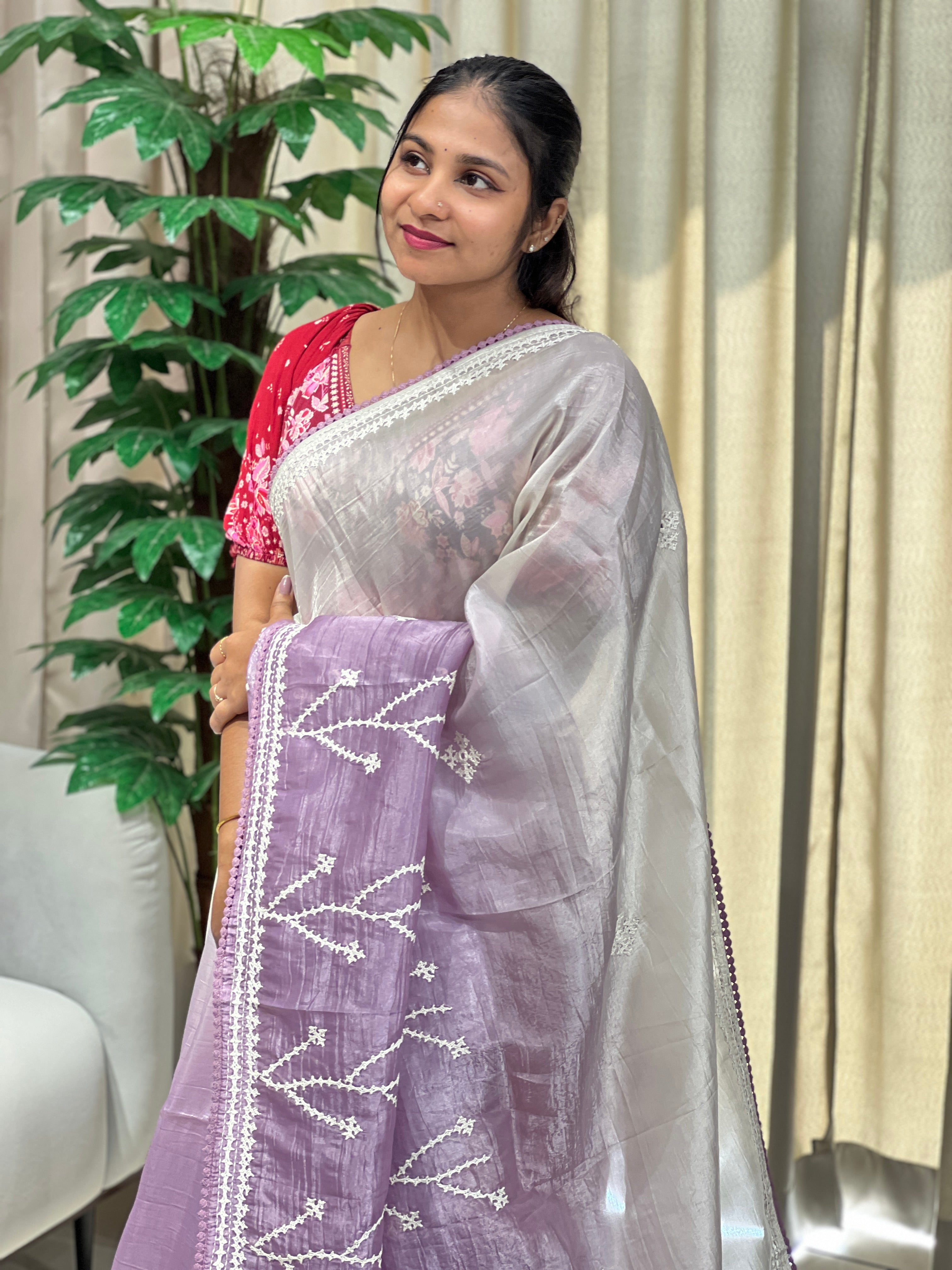 Kutch Work Detailed Organza Saree | BLD1963