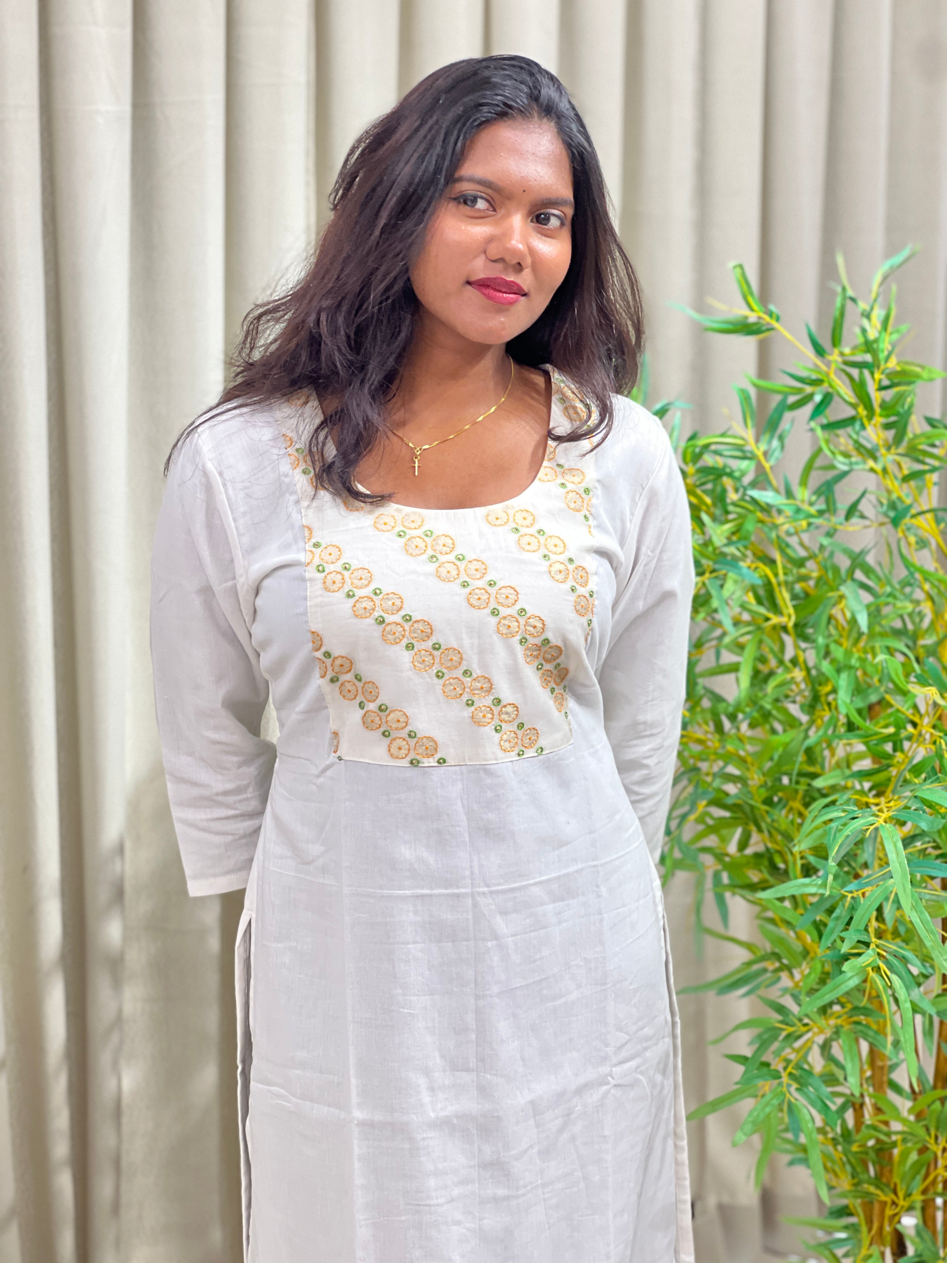 Embroidery With Sugar Beads Detailed Chanderi Silk Kurta  | DN798