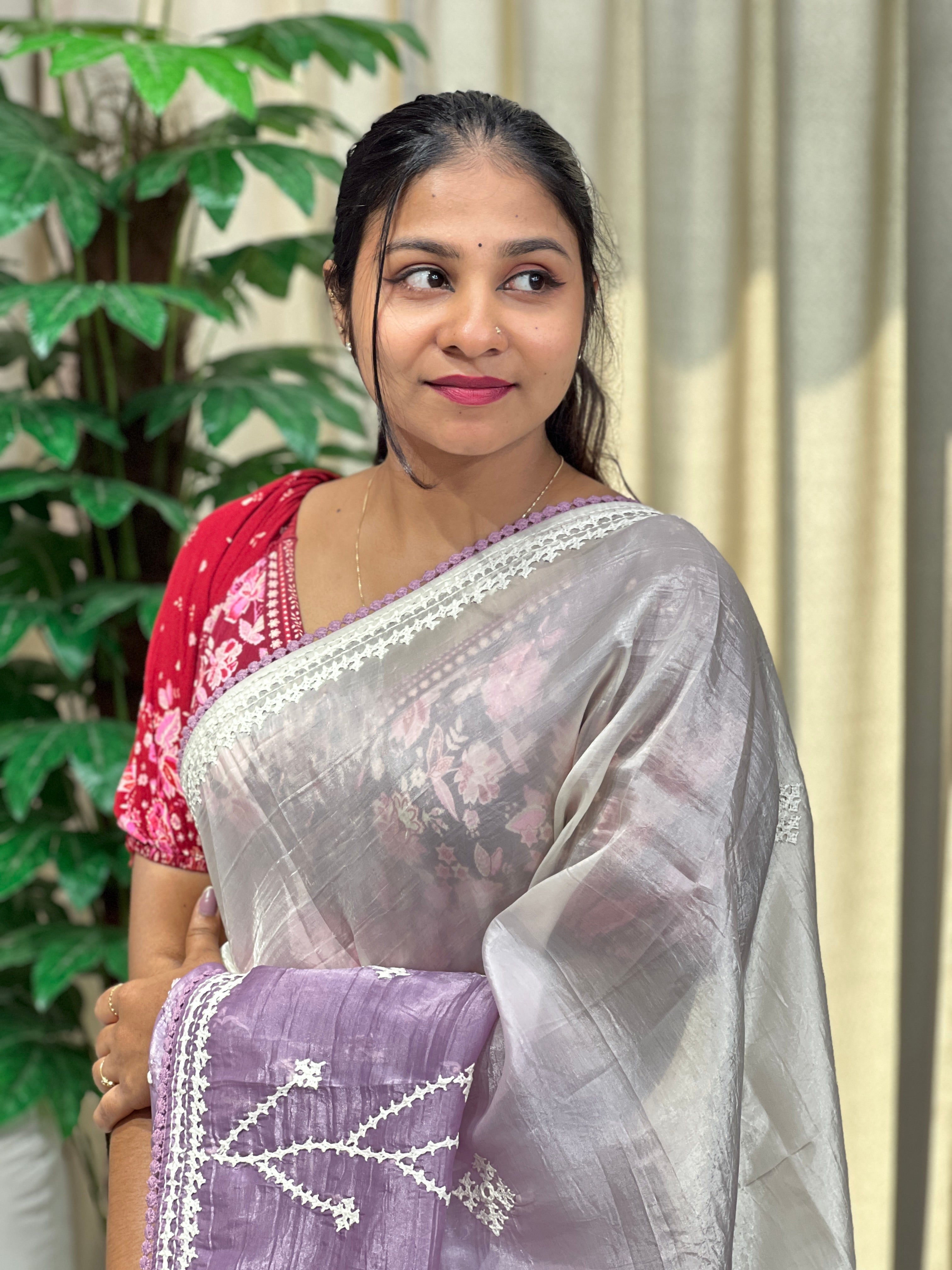 Kutch Work Detailed Organza Saree | BLD1963