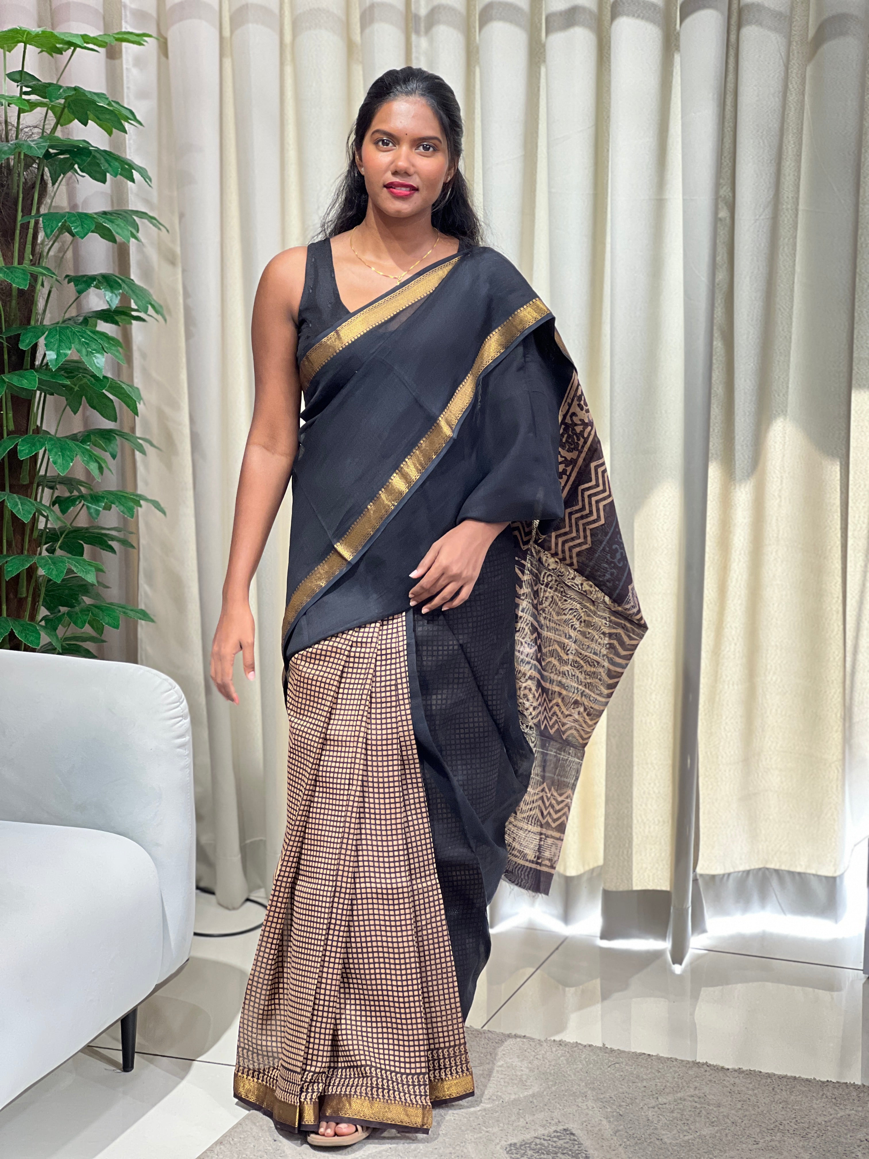 Mangalgiri Border Detailed Chanderi Saree | VFC591
